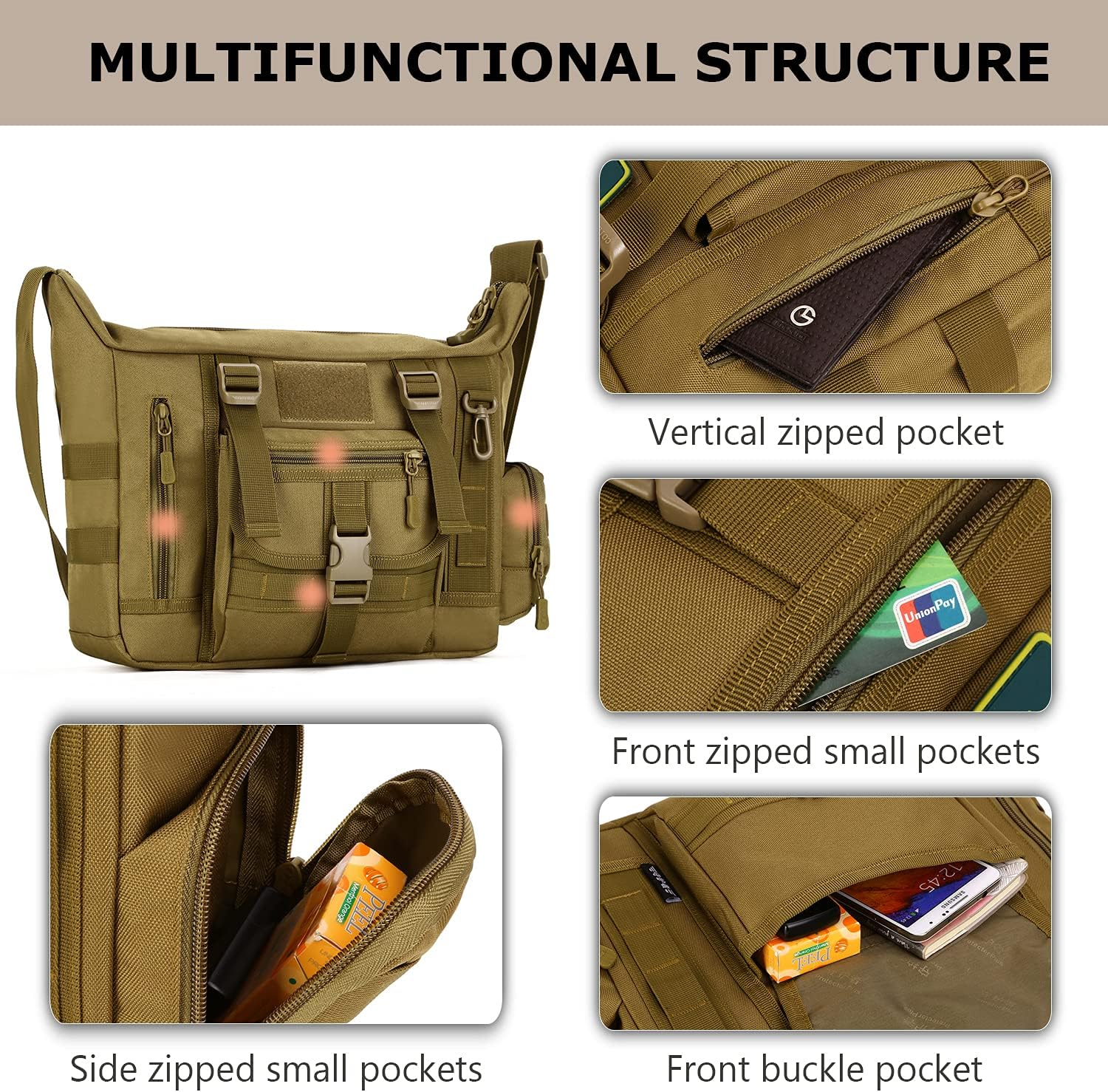 Tactical Messenger Bag - Brown image number 5