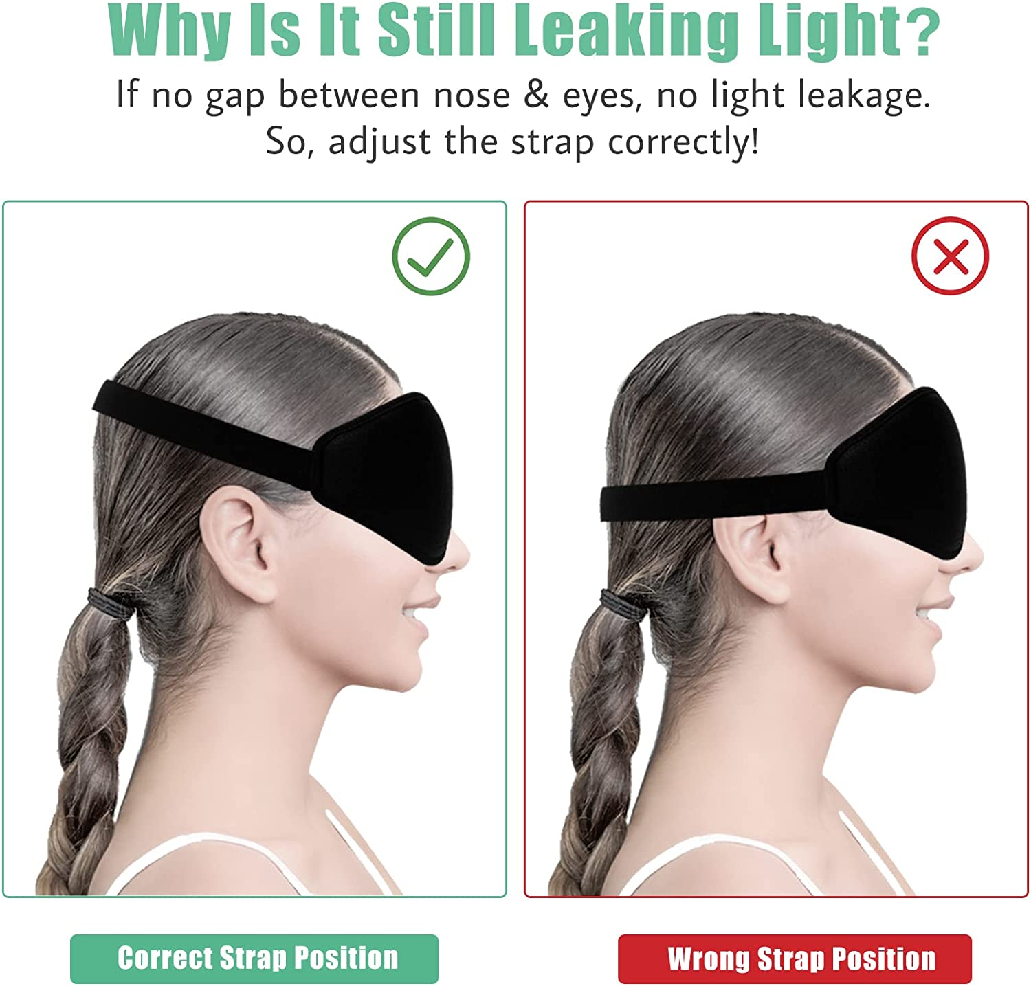 Sleep Mask for Men & Women, 2 Pack 3D Contoured Eye Mask for Sleeping with Adjustable Strap, Beevines Molded Night Sleep Mask Blindfold, Soft Breathable Shade Cover for Travel Yoga Nap（Black & Purple） - 05 Black  Purple image number 6