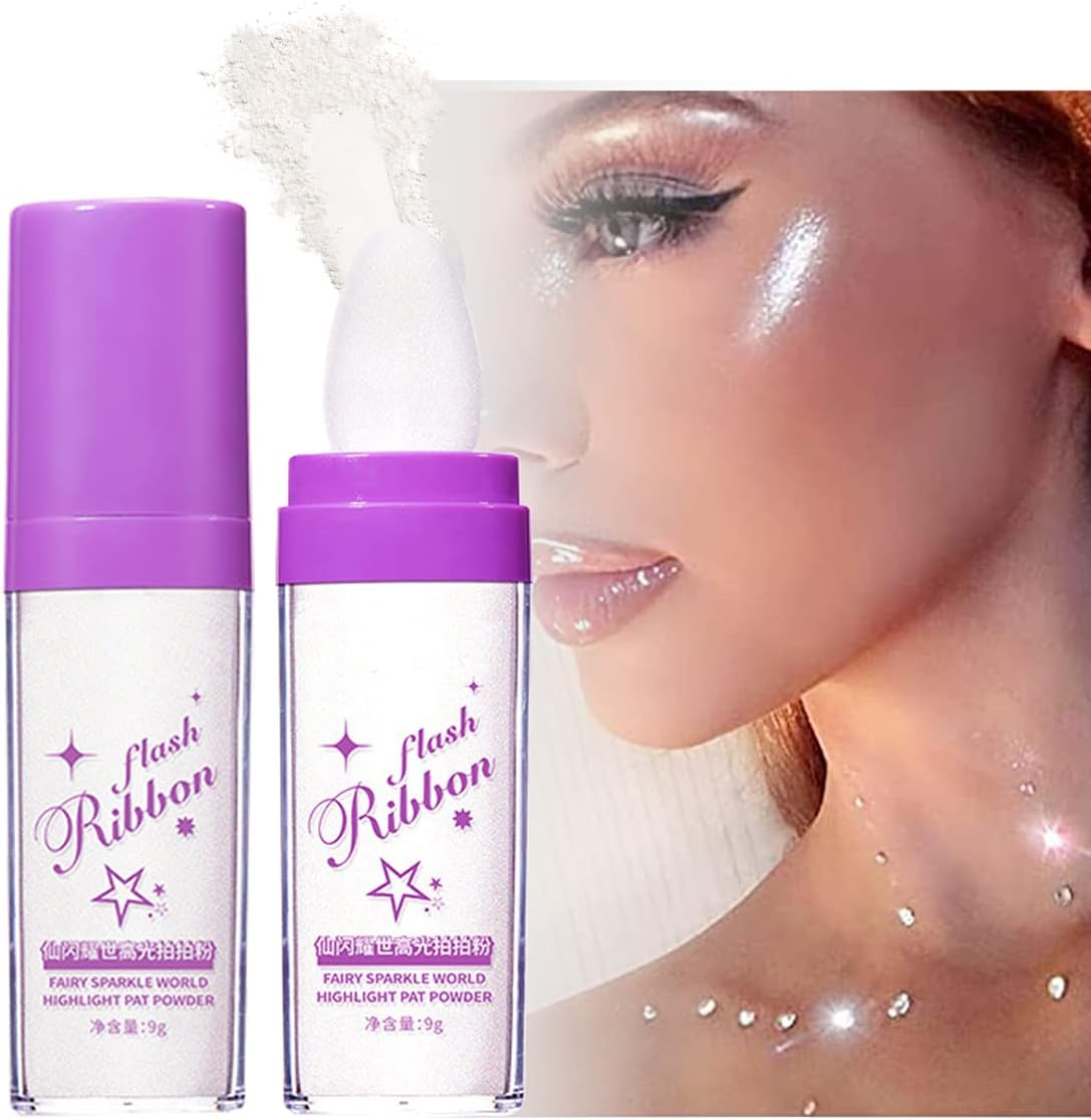 Wimode Highlighter Powder Stick, Shimmer Highlight, Glow Sparkle Fairy Highlighters for Brighten Face Body Lips Makeup(1#)