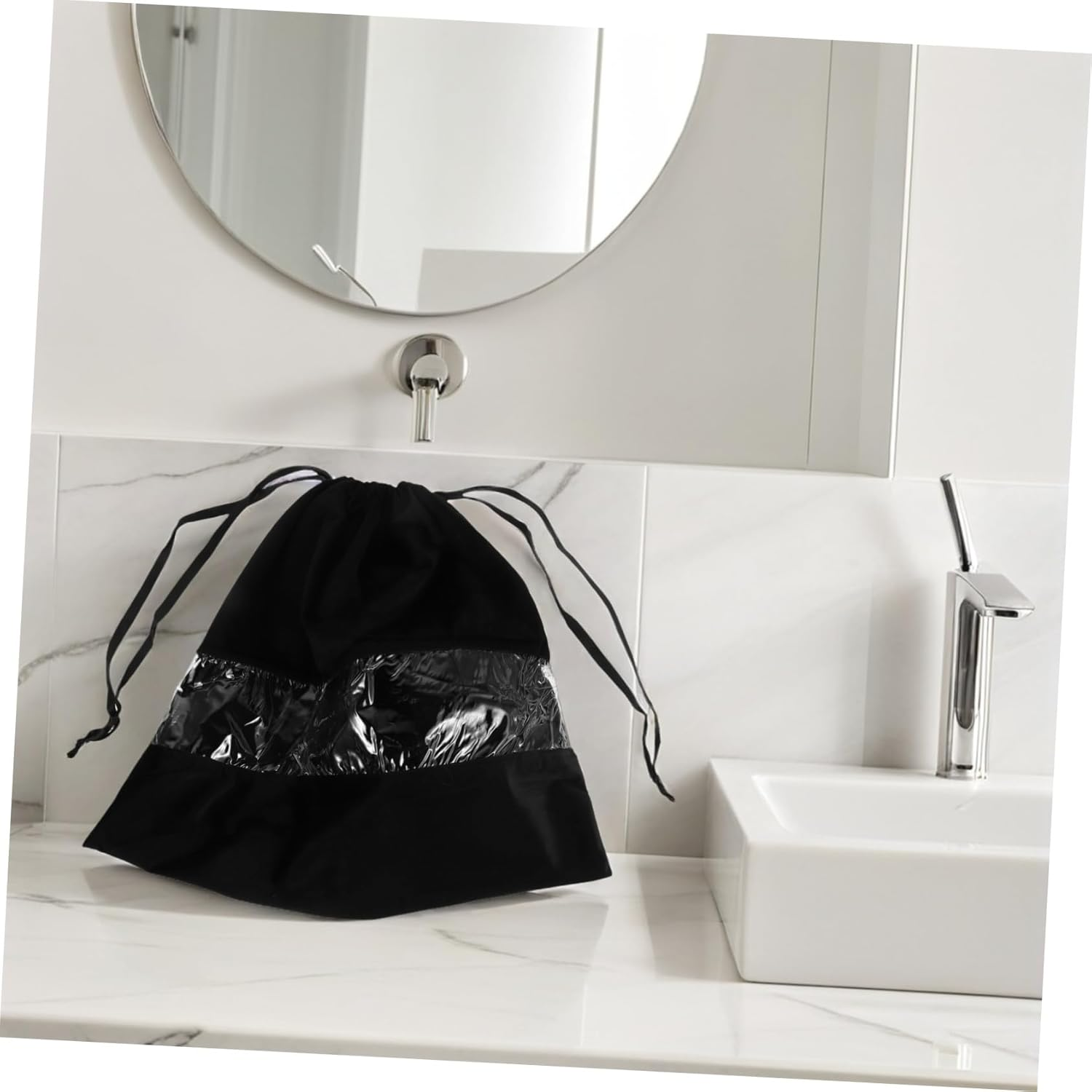 TOVINANNA Storage Bag Clear Tote Bag with Drawstrings Pvc Black image number 5
