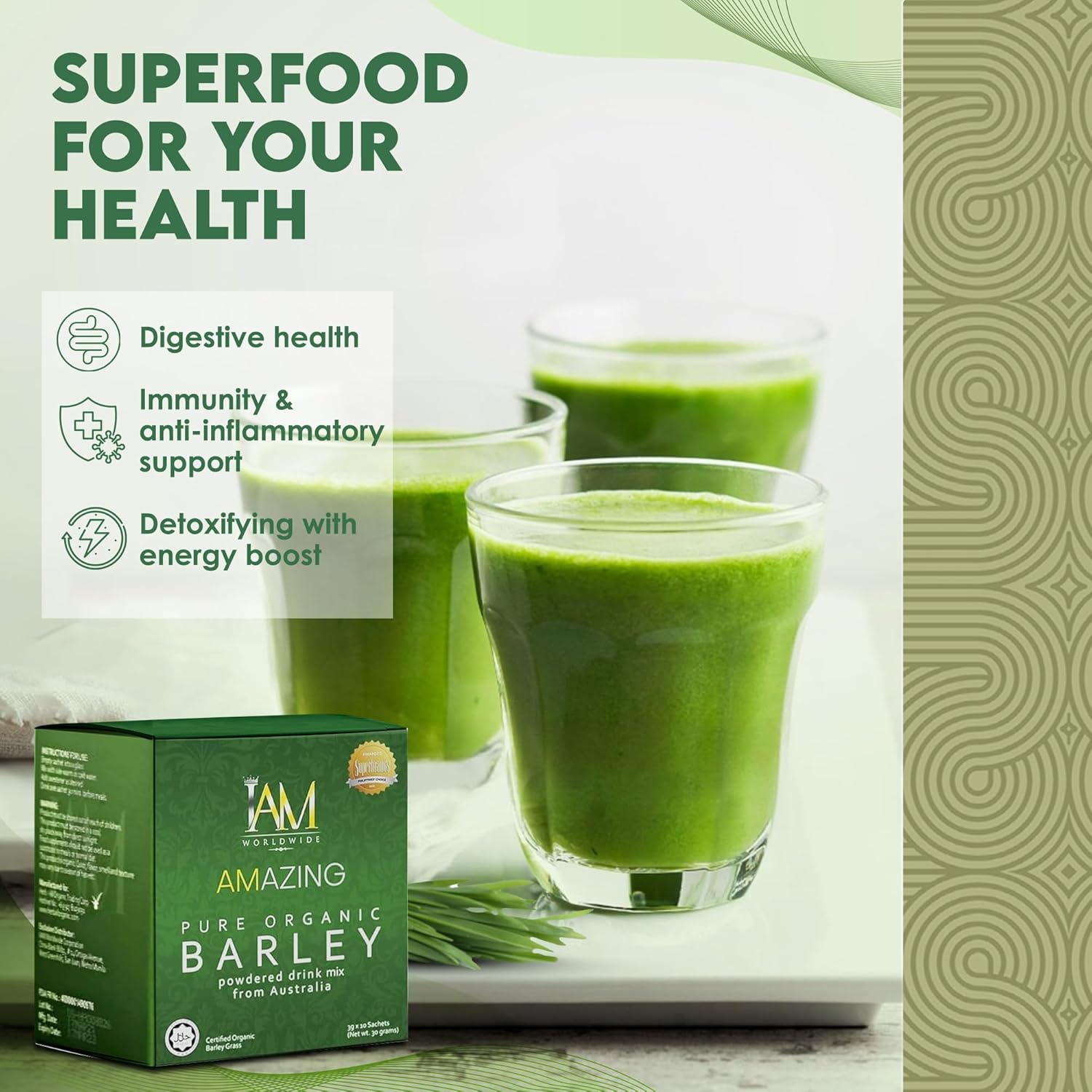 IAM Worldwide Amazing Pure Organic Barley 3 Boxes image number 1