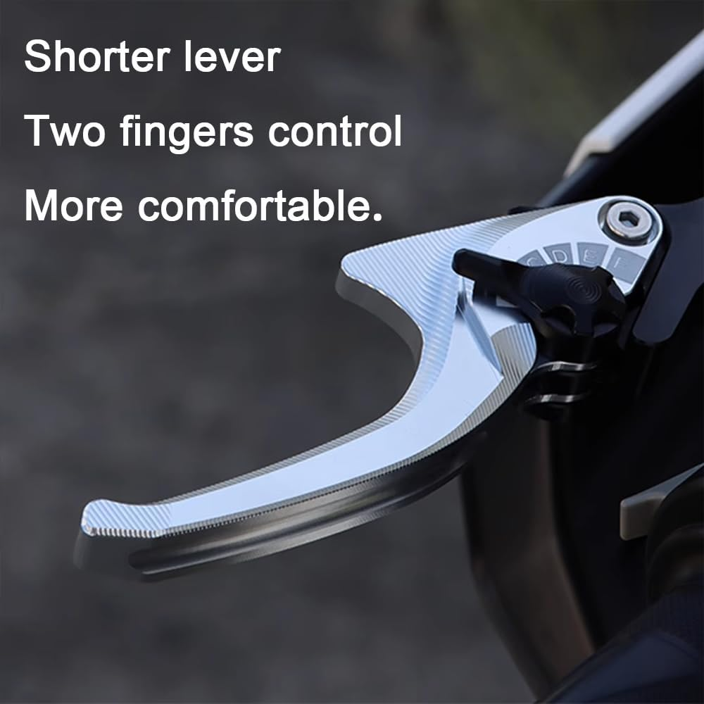 MTCRIGHTER 2 Fingers Shark Short Brake Clutch Lever Set Compatible with MV Agusta Rivale 800 Dragster 800/ RR Turismo Veloce 800 2014-2017, CNC Aluminum Alloy Made (Black) image number 4