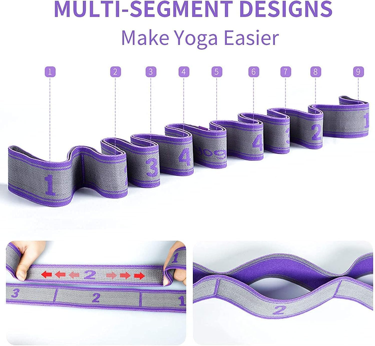 MEZOKUCEL Stretching Strap Yoga Strap 9 Loop Stretch Band for Physical-Therapy Exercise Pilates and Gymnastics Belt with Loop