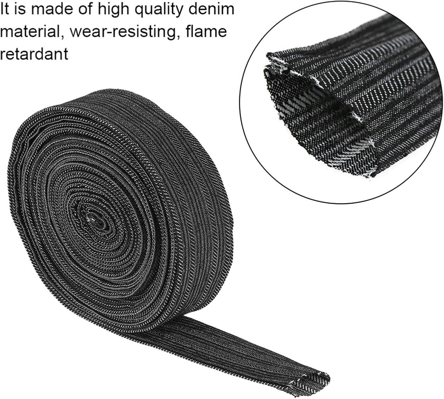 EVTSCAN Cable Sleeves,7.5M Denim Protective Sleeve Sheath Cable Cover for Welding Torch Hydraulic Hose image number 5