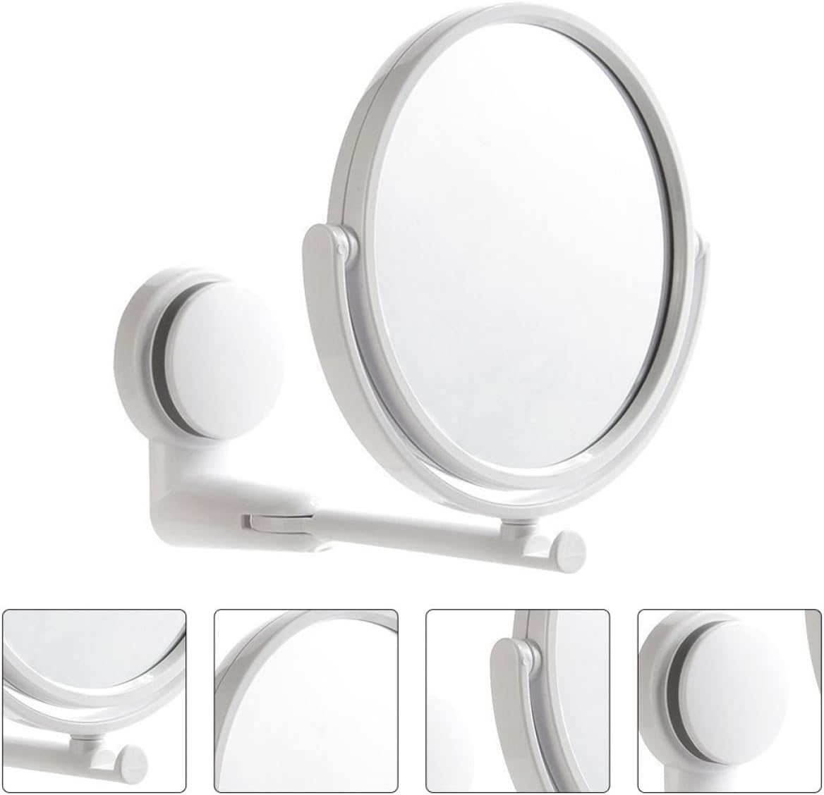 Angoily Wall-Mounted Double-Sided Suction Cup Makeup Mirror with Adjustable Angle, Small Bathroom Vanity Dressing Mirror for Dormitory and Travel Use image number 4