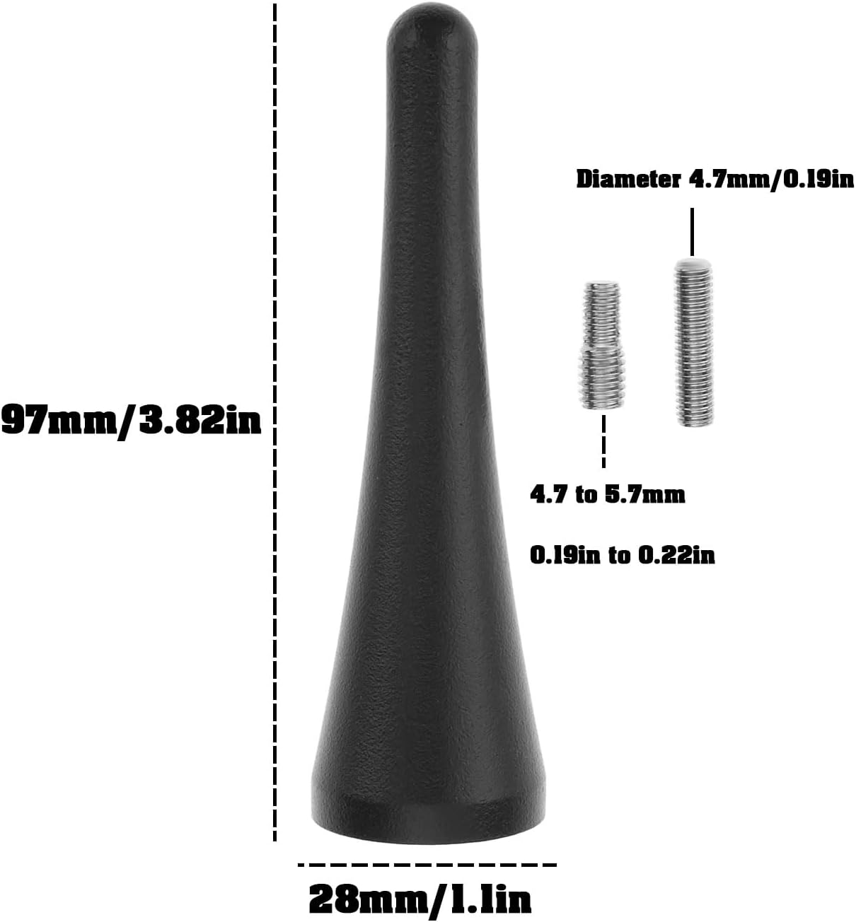 Emagtech 3.8 Inch Radio Antenna Aluminum Alloy Compatible with Mazda MX-5 Miata 06-22 image number 3