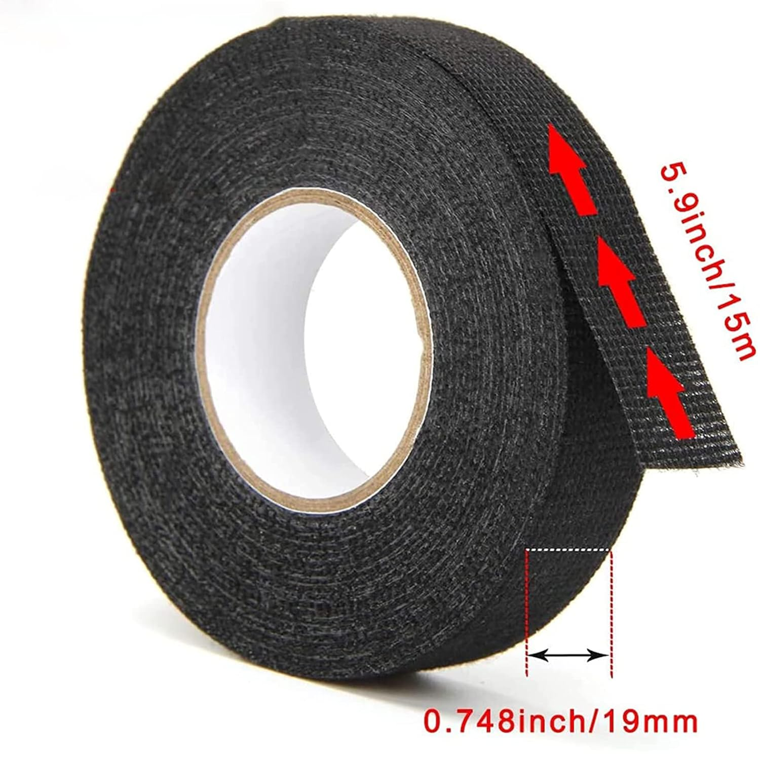 4 Pieces Fabric Tape for Car Insulation Tape Black, Wire Loom Harness Tape Self Adhesive Textile Tape for Wiring Harness, Motorcycle for Home Use (19Mm X 15M) image number 1