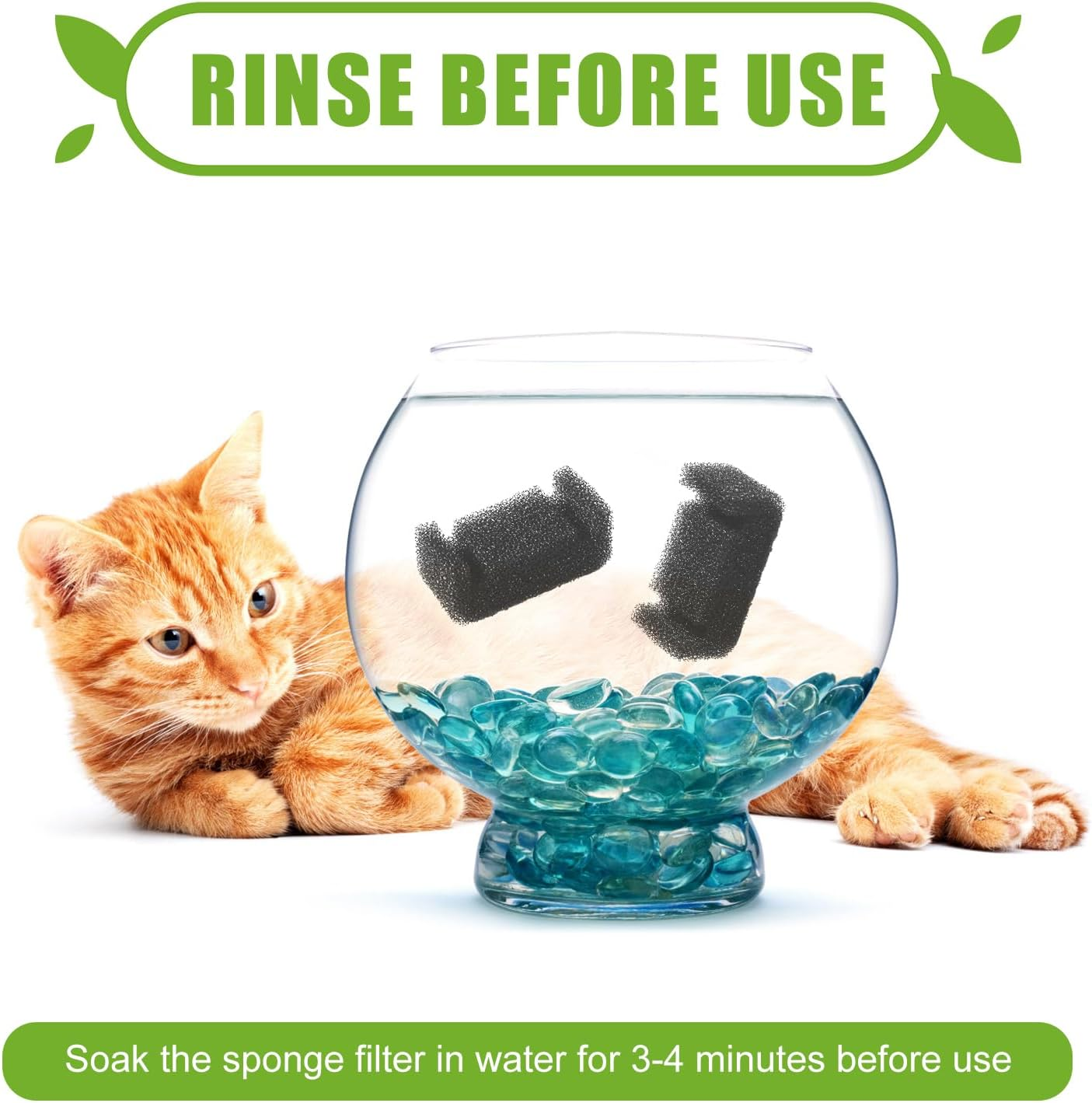 Pack of 16 Sponge Filters for Cat Drinking Fountain, U Shape Replacement Sponge Filter for Cat Drinking Fountain, 2.5 L Stainless Steel Top Water Dispenser for Cats, 2.0 L Drinking Fountain for Pets image number 4