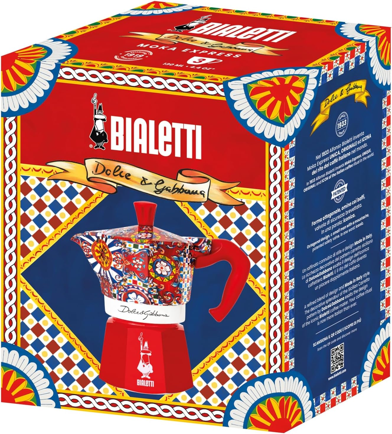 Bialetti Dolce&Gabbana Sicilian Cart Moka Express Coffee Maker | Italian Design with Aluminium Body & Thermoplastic Handle | Suitable for Gas, Electric & Glass Ceramic Hobs &ndash; 250 Ml Capacity, 6 Cups image number 4