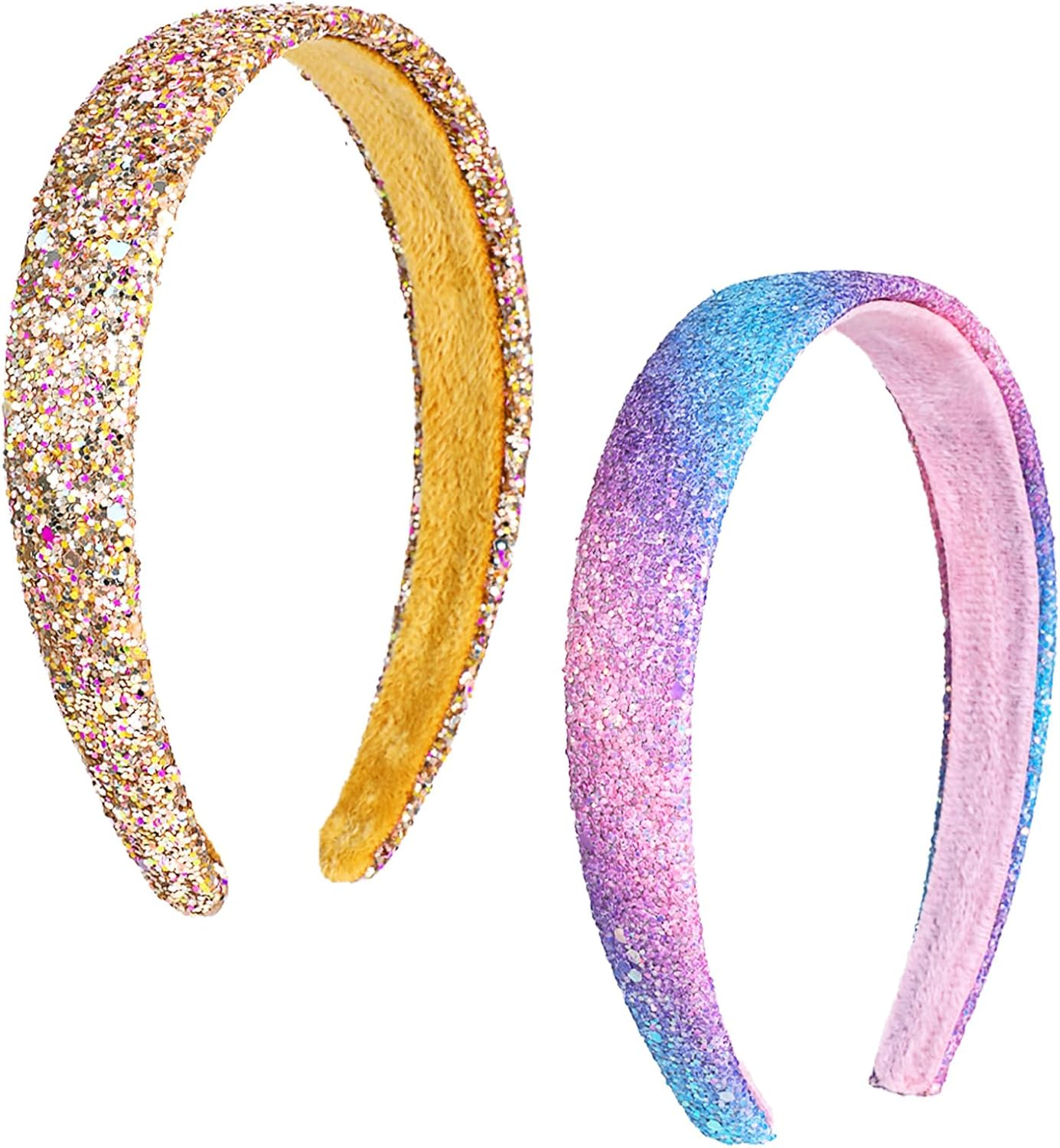 Rainbow Headbands 2 Pack Girls Sweet Hairband Glitter Rainbow Headband Cute Sparkly Bling Headbands Wide Thick Head Bands Hair Accessories Fashion Head Bands (2 Styles Tie Dye) image number 4