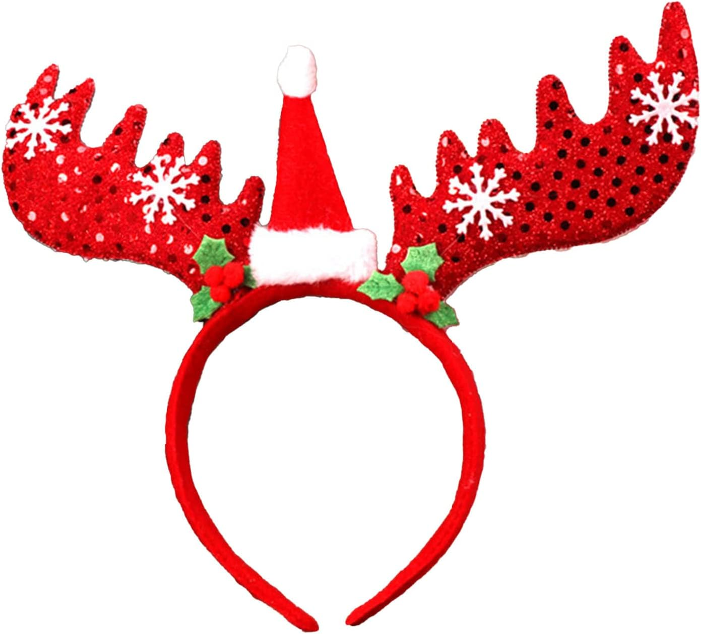 Aoozleny Headbands for Christmas, Reindeer Antler, Santa Hat Headband Hats,Set of 3 image number 2