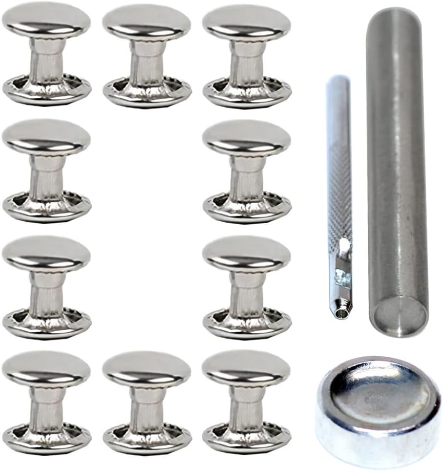 300Sets Leather Rivets Double Cap Rivet Tubular Metal Studs Repairs Decoration Craft Accessories for Leather Craft Clothes Shoes Bags Belts (6Mm Bronze) image number 3