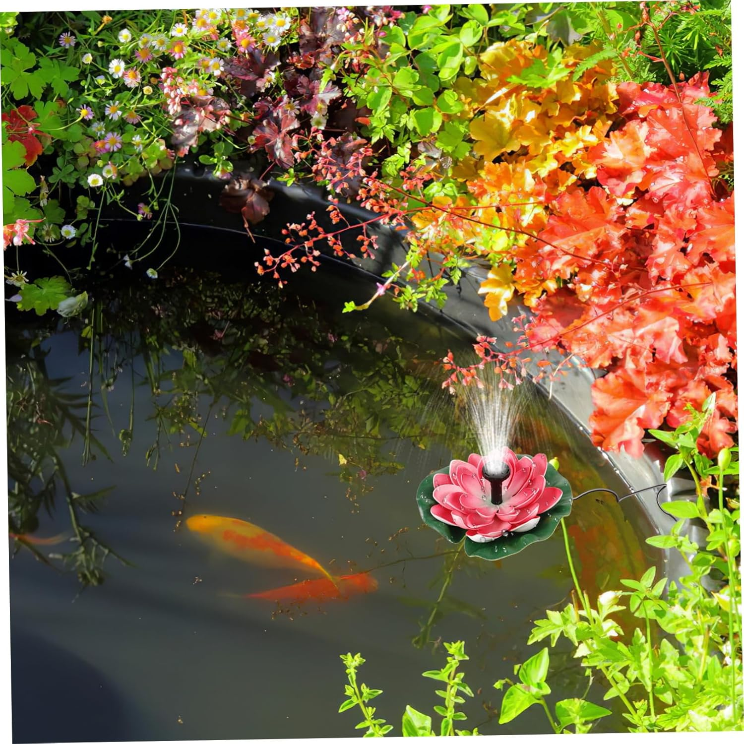 BESPORTBLE Solar Powered Floating Water Fountain Lotus-Style Decor for Outdoor Garden Landscaping Cherry Red Pump Energy Efficient and Automatic Operation for Pools and Yards image number 5