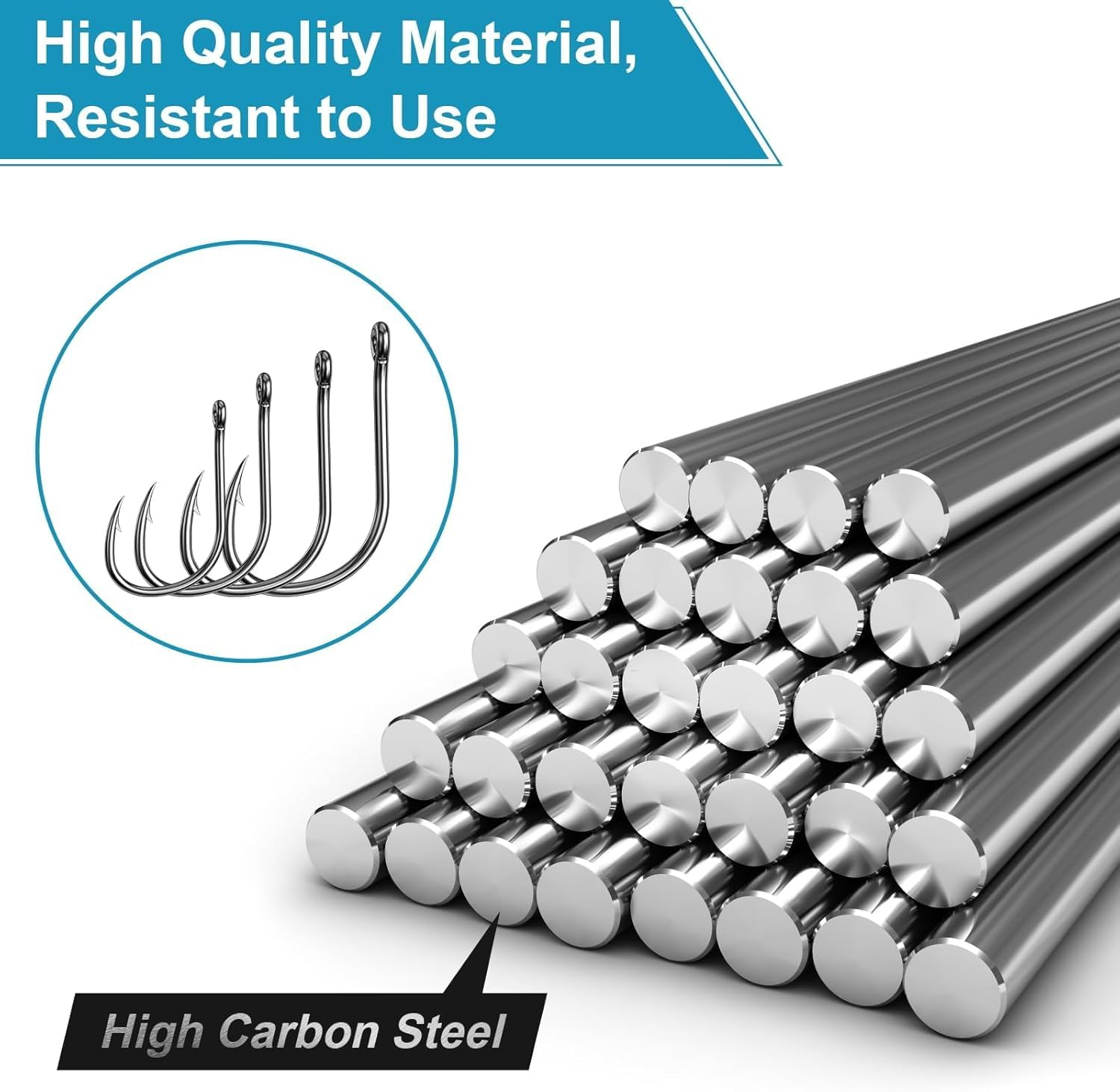 HENWUBEI 200PCS Premium Fishing Hooks, 10 Sizes Carbon Steel Fishing Hooks W/Portable Plastic Box, Strong Sharp Fish Hook with Barbs for Freshwater/Seawater image number 5