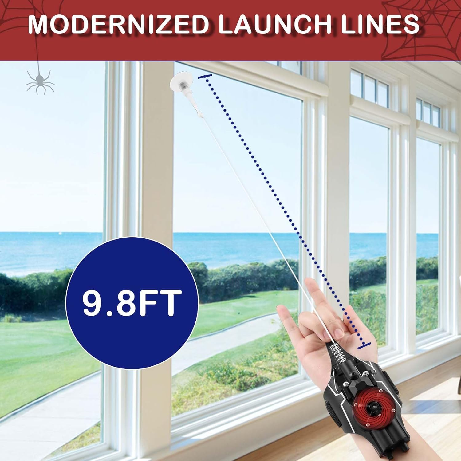 Spider Web Shooter Toy Upgrade - USB Rechargeable Web Launcher with Real Silk, Suction Cup Matching Glove 9.8-Foot Range - Cool Gadgets for Superhero Role-Play, Fun Men, Teens, Kids Cosplay image number 1