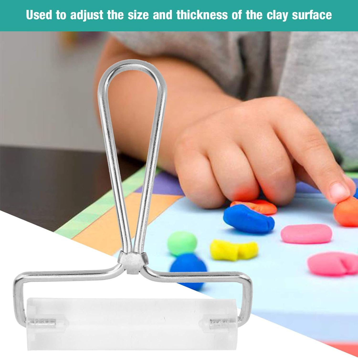 Acrylic Polymer Clay Rolling Pin Roller with Metal Handle, Polymer Clay Rolling Roller Art Clay Sculpture Hand Tool image number 4