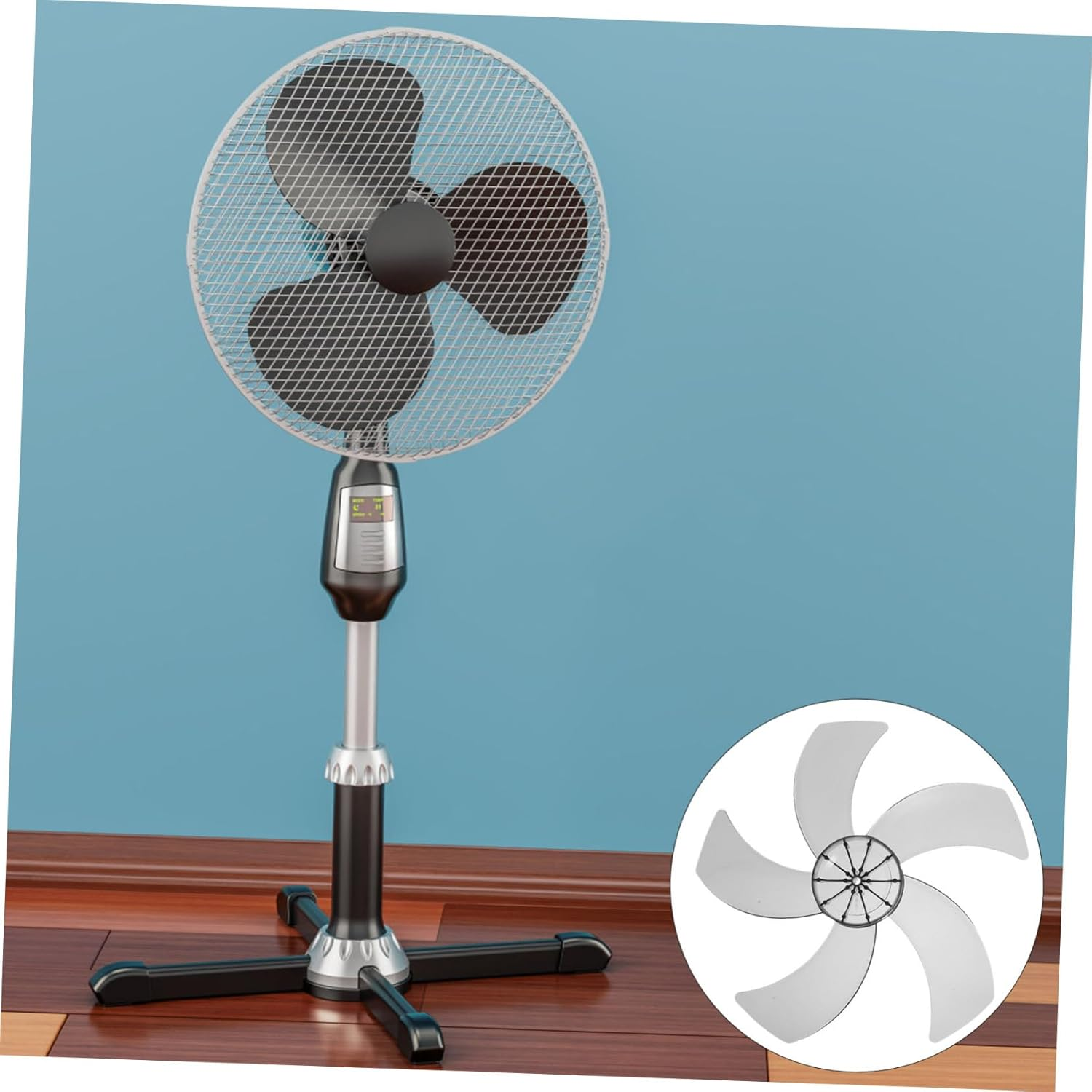 AUTSUPPL Replacement 16-Inch 5-Blade Standing Pedestal Fan Blades Black Plastic Electric Floor Fan Parts for Home and Bedroom Use image number 4