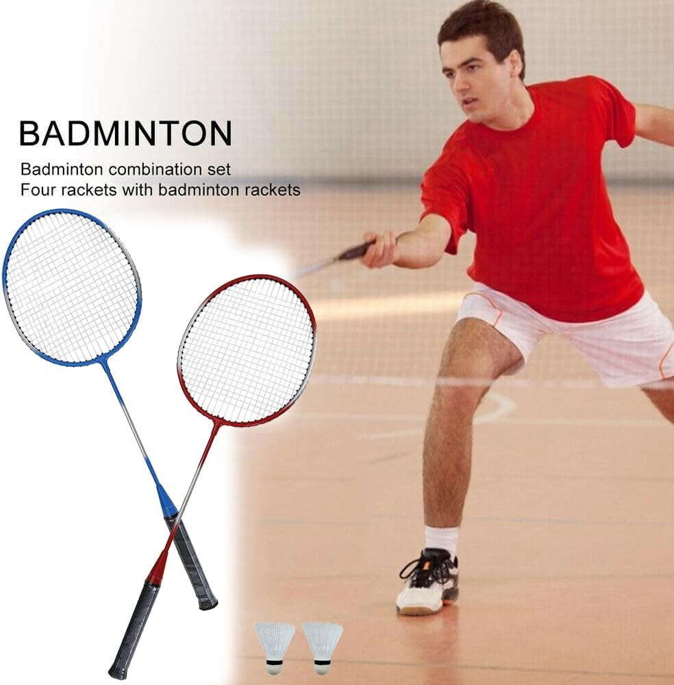 Professional Badminton Racquet Set 4 Player Racket Shuttlecock Net Bag image number 6