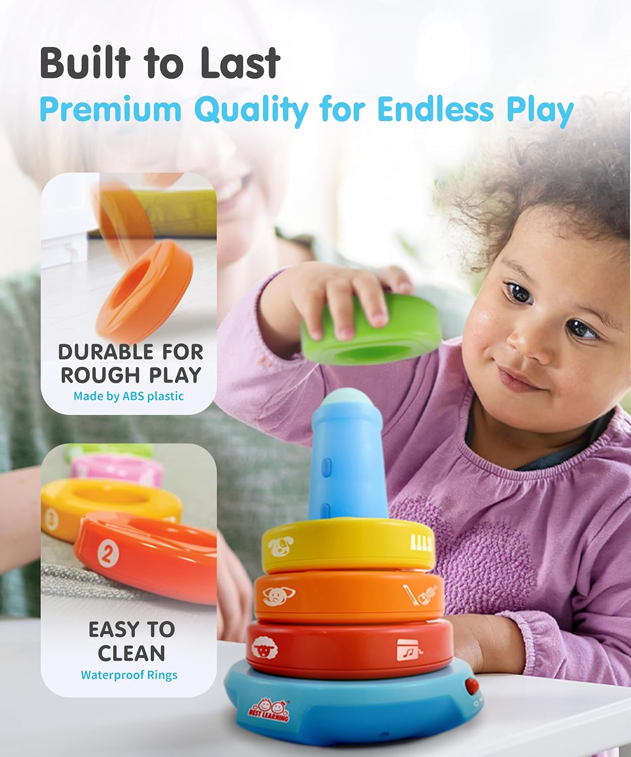 BEST LEARNING Stack & Learn - Developmental Educational Activity Stacking Toy for Babies Aged 6 to 9 Months and up | First Birthday Present for Boys and Girls image number 4
