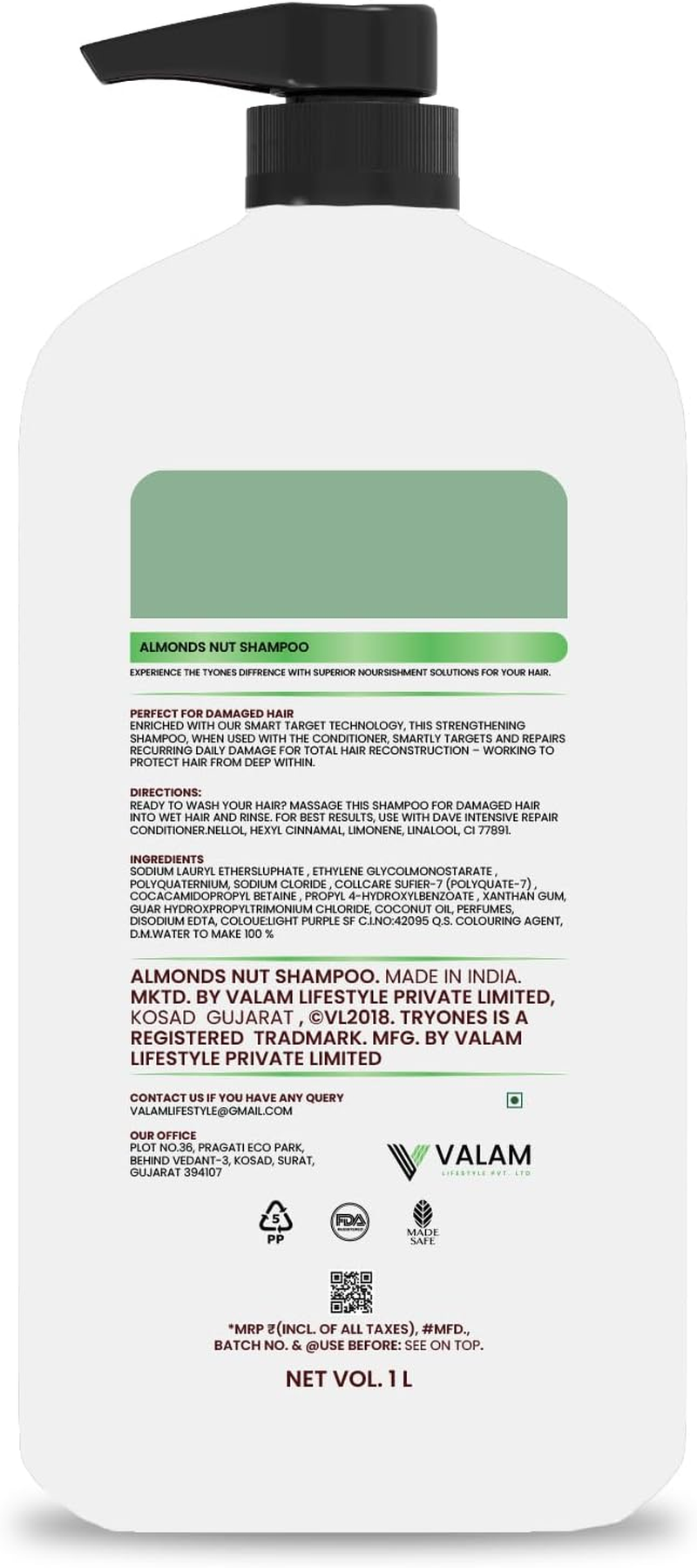 Almond Nut Hair Shampoo Thick and Glossy Shampoo|For Gorgeous Shiny Hair |With the Goodness of Badam Shampoo_1000_Ml