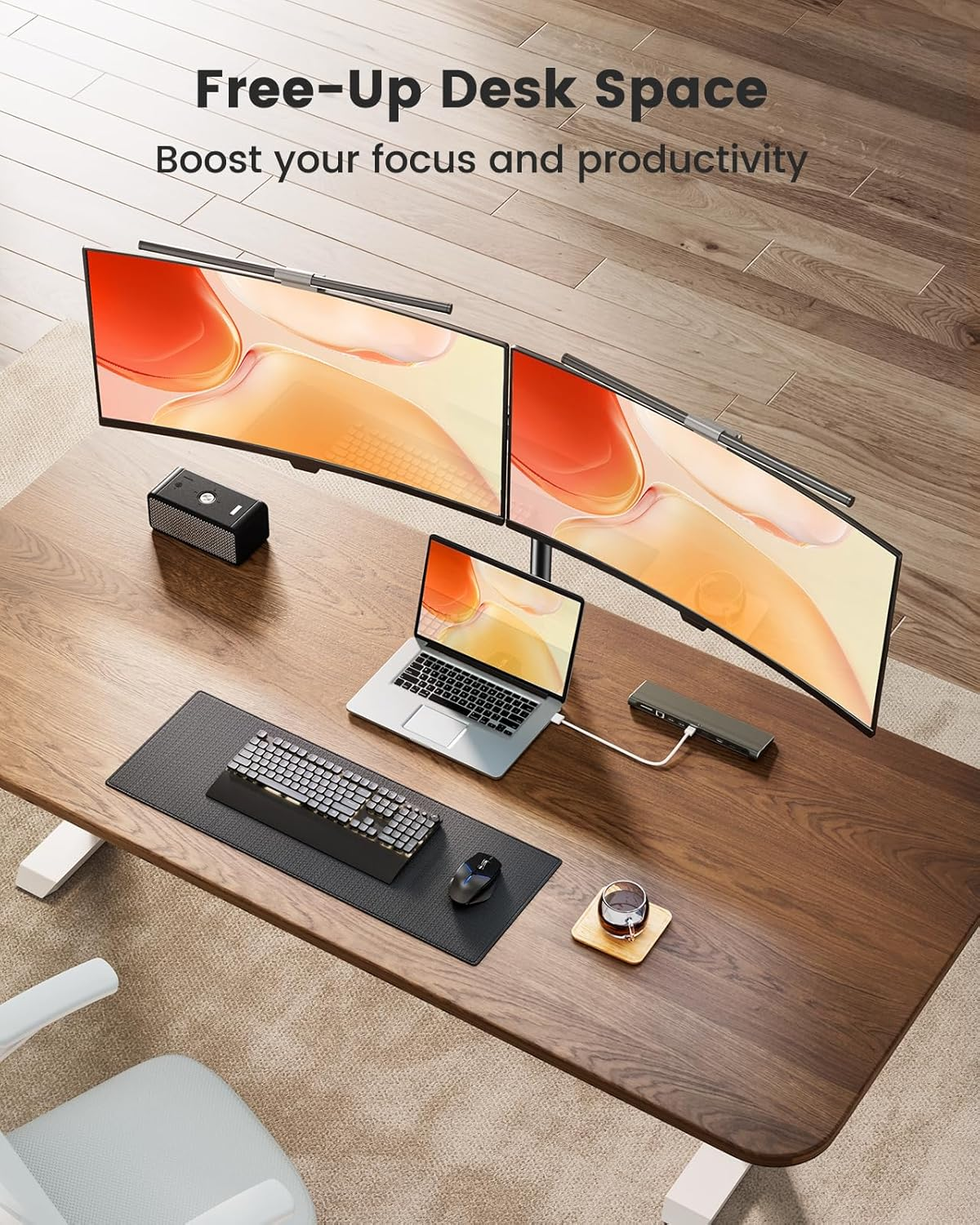 Ergear Dual Monitor Stand, Heavy Duty Adjustable Monitor Mount for 2 Screens up to 32 Inches, Supports 17.6 Lbs per Monitor Stand, VESA 75/100Mm, EGCM1 image number 6