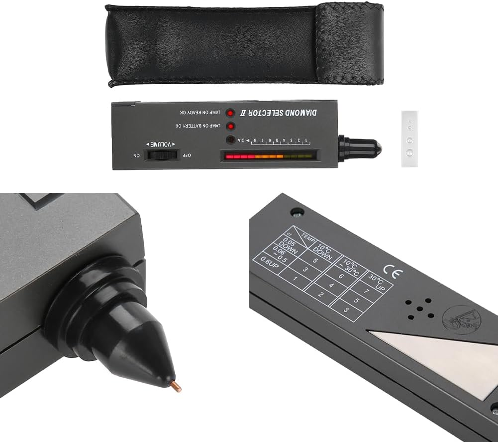 Diamond Tester, Professional Jewellery Drill Pen Testers Jeweler'S Test Equipment Set High Accuracy Movable for Diamonds Sapphire Ruby Crystal Agate Gemstones Discriminator Precision Tool Black image number 3