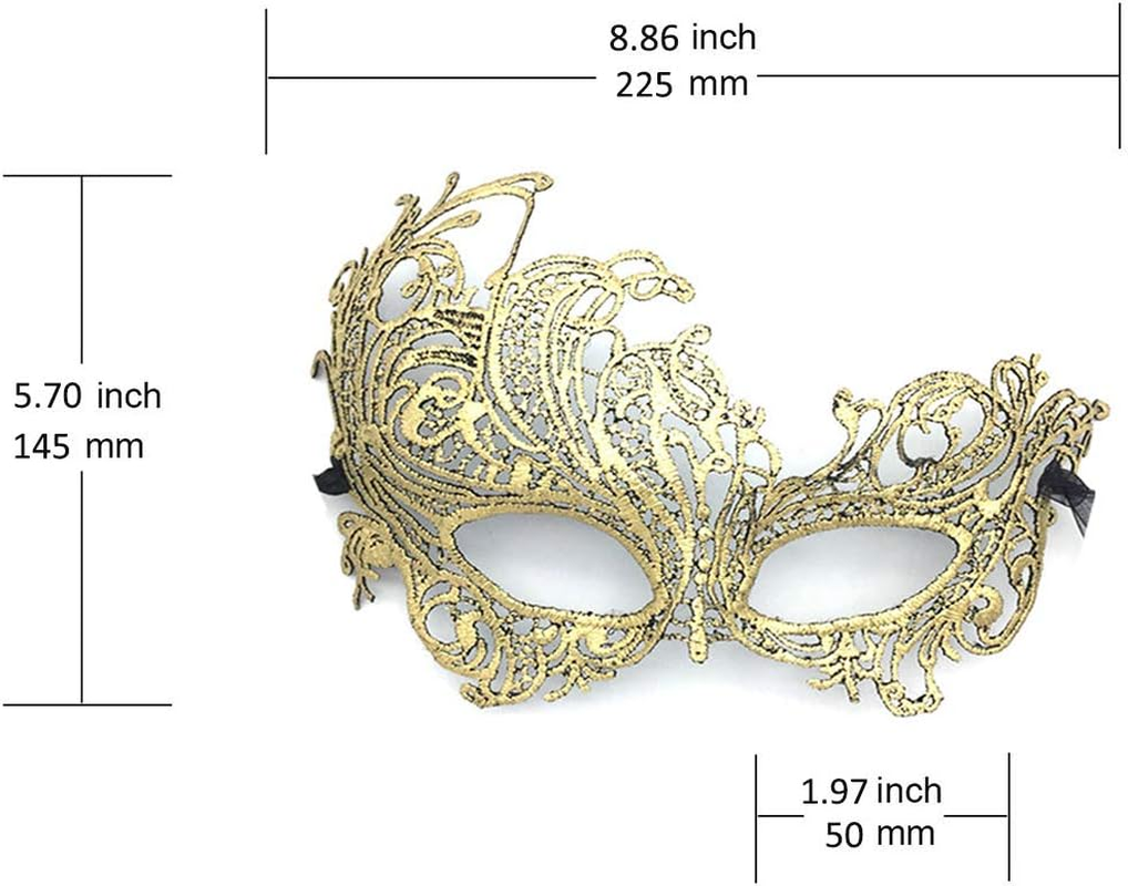 Imapo Masquerade Mask for Women, Mardi Gras Lace Masks, Cosplay Venetian Party Prom Ball Christmas Halloween Eye Lady Masks - Phoenix (Gold) image number 5
