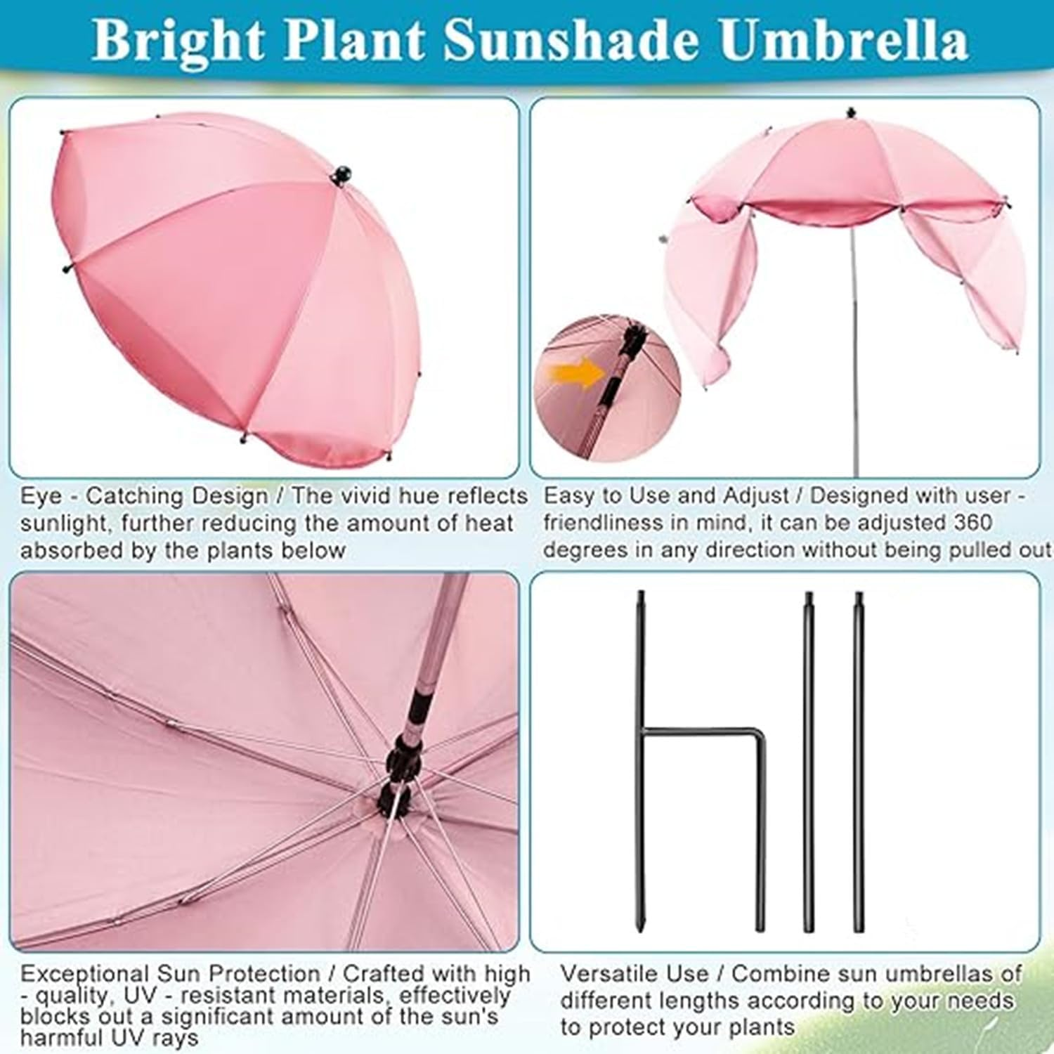 Upgraded Umbrellas for Outdoor Plants, 26" Larger Garden Plant Umbrella Shade with Adjustable Angle, 43.4" Higher Sun Shade for Plants, Potted Plant, Garden Beds