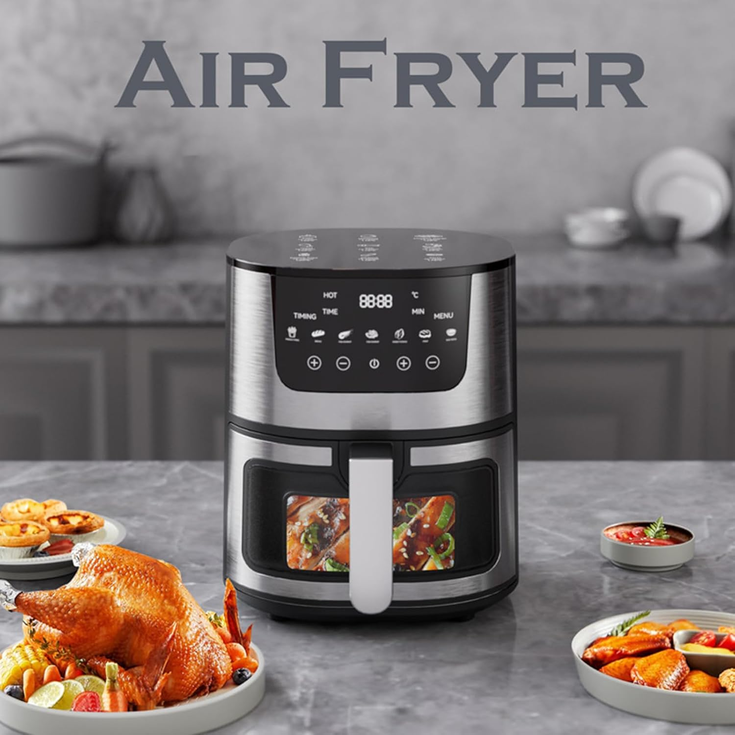 Enliansgo Air Fryer &ndash; 7L Airfryer for Quick & Easy Meals in Minutes, Air Fry, Roast, Reheat, Dehydrate, Air Crisp Technology, Touchscreen Controls with 7 Presets, Nonstick Basket image number 4