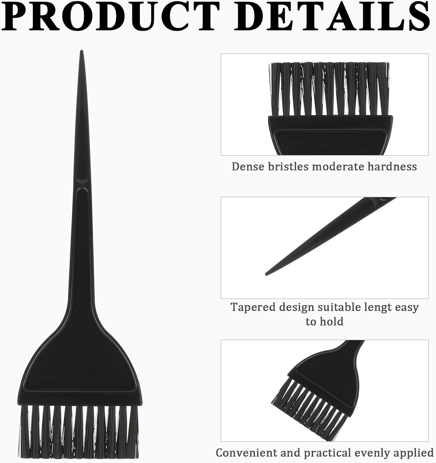 Ymapinc 3 Pcs Hair Coloring Dye Brush, Hair Stylist Supplies Salon Accessories Applicator Brushes for Hairs DIY Tools (Plastic, Black) image number 3
