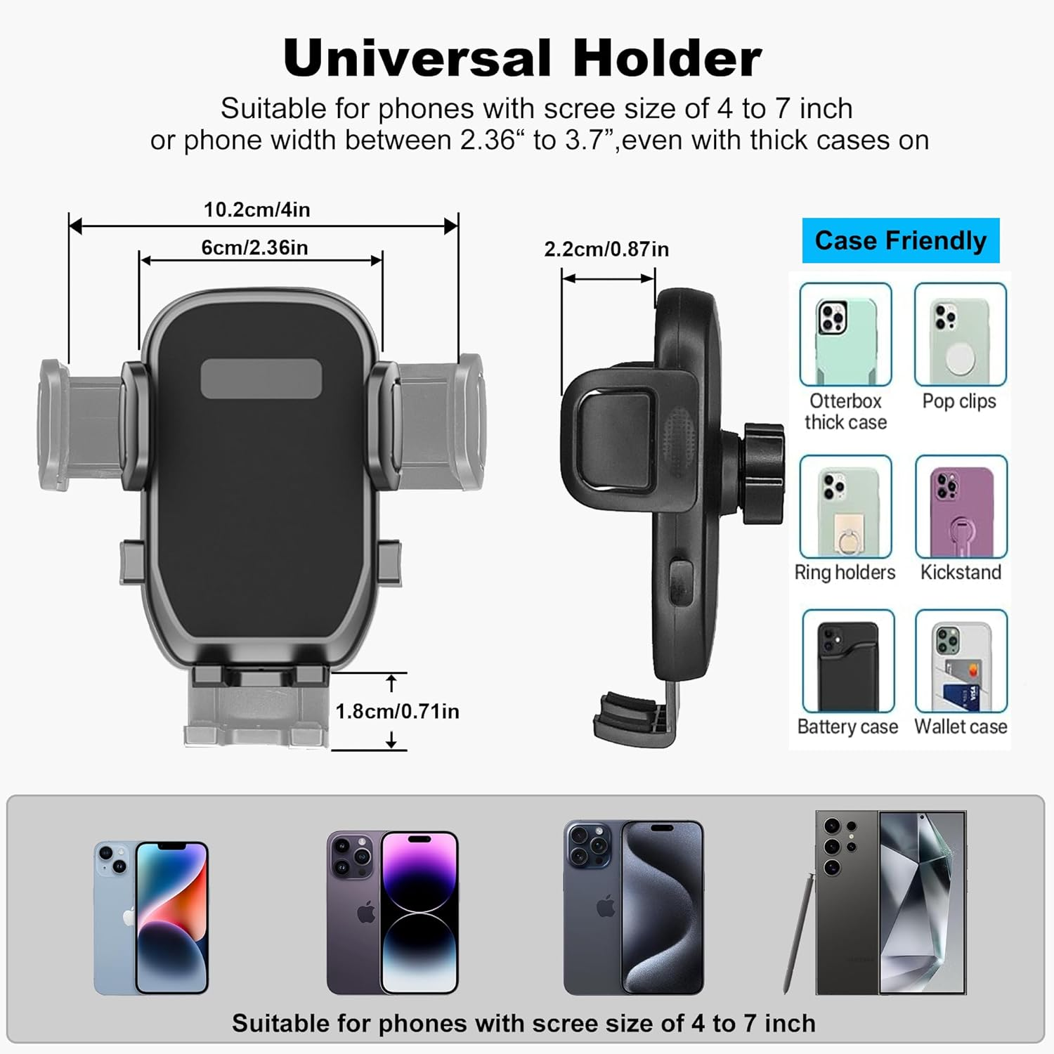 Peastrex Car Cup Phone Holder Mount（Bottle Friendly） Adjustment Long Arm 360 Degree Swivel Cell Phone Holder Cradles Compatible with Iphone Samsung Google and All 4.0-7.0 Inches Smartphones image number 6