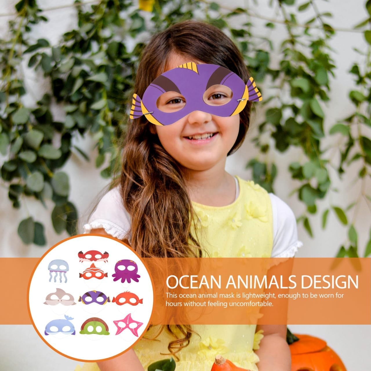 Ibasenice Ocean Animals Masks 10Pcs Sea Animal Masks Kids Costume Masks for under the Sea Party Halloween Decorations image number 4