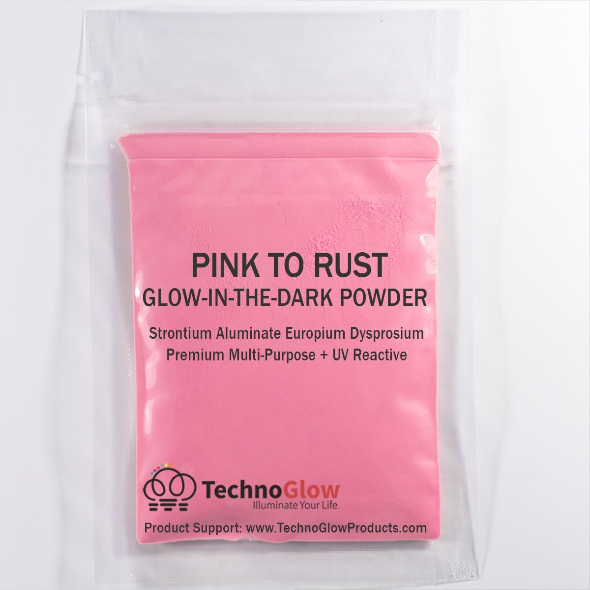 Glow in the Dark & UV Reactive Powder - Multipurpose Pro-Series Fluorescent Pink to Rust, 1 Ounce (28G)