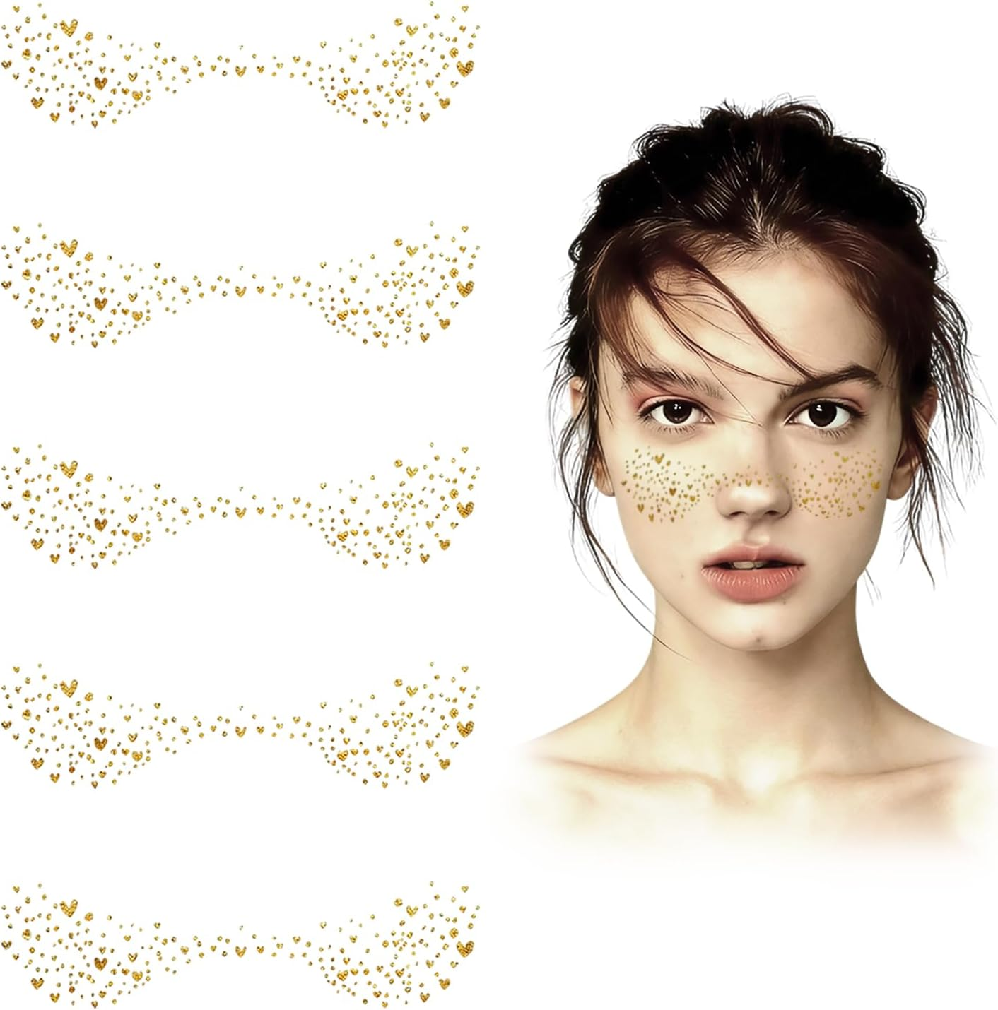 ZWWOGE 6 Glitter Freckles Tattoo Set with Full Body Holo Effect - Freckles Tattoo & Glitter Tattoo Face for Festivals - Durable Glitter Freckles for Party & Carnival image number 4