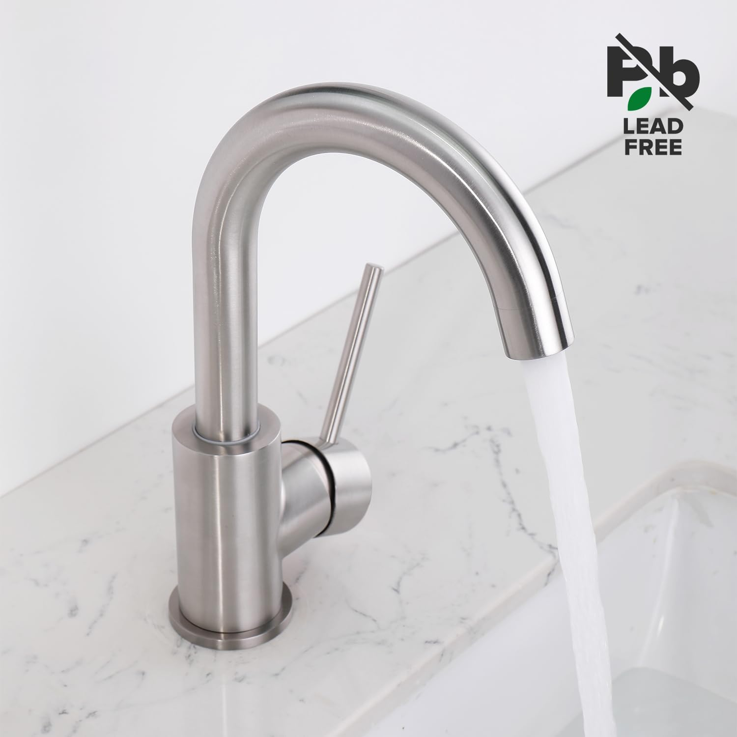 Decaura Lead-Free Bathroom Basin Mixer Tap with Swivel Spout, Stainless Steel RV Faucet, WELS Bar Tap (Brushed Nickel) - Chrome image number 6