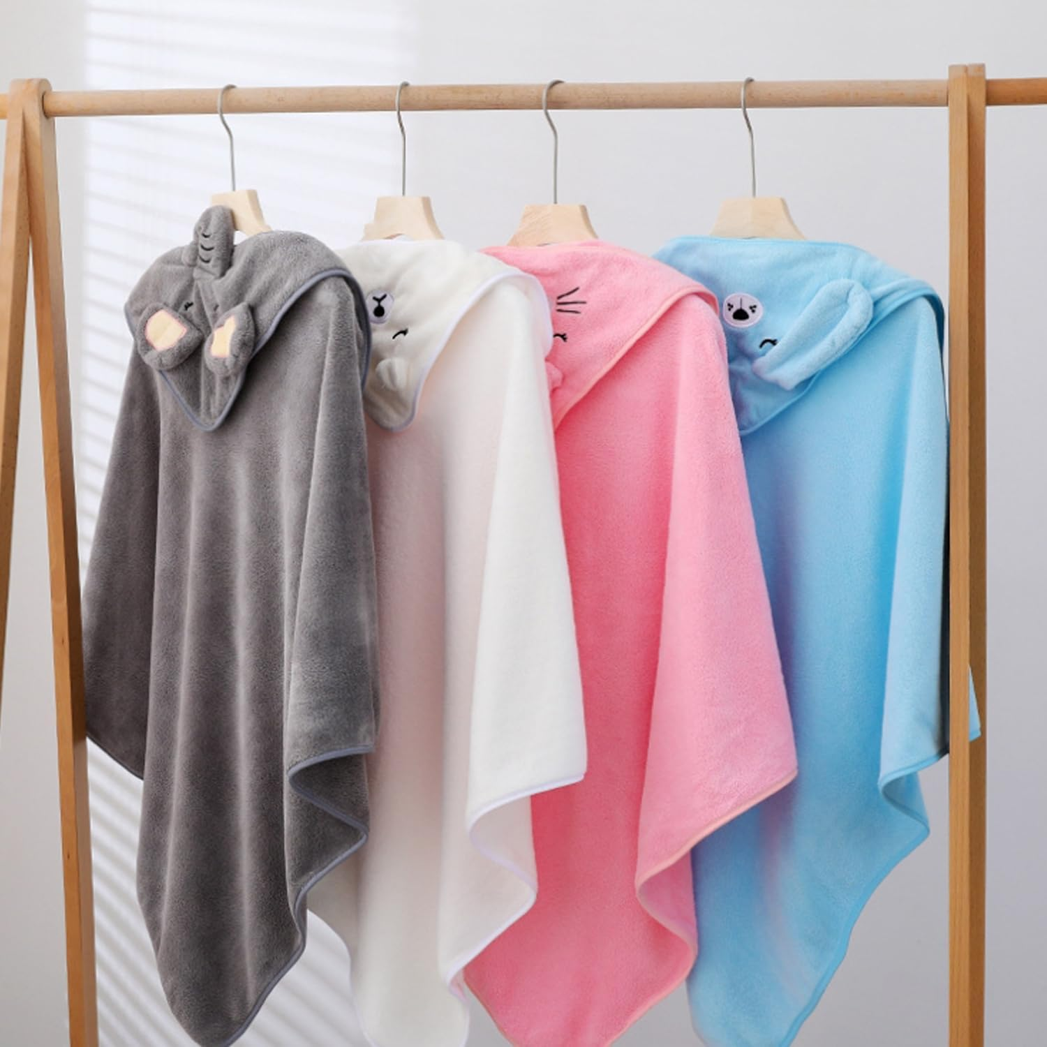 Baby Hooded Towel, 2Pack Baby Blanket,Unique Animal Design Ultra Soft Absorbent and Non-Balling Cotton Baby Bath Towel, for Boy and Girl (Pink)