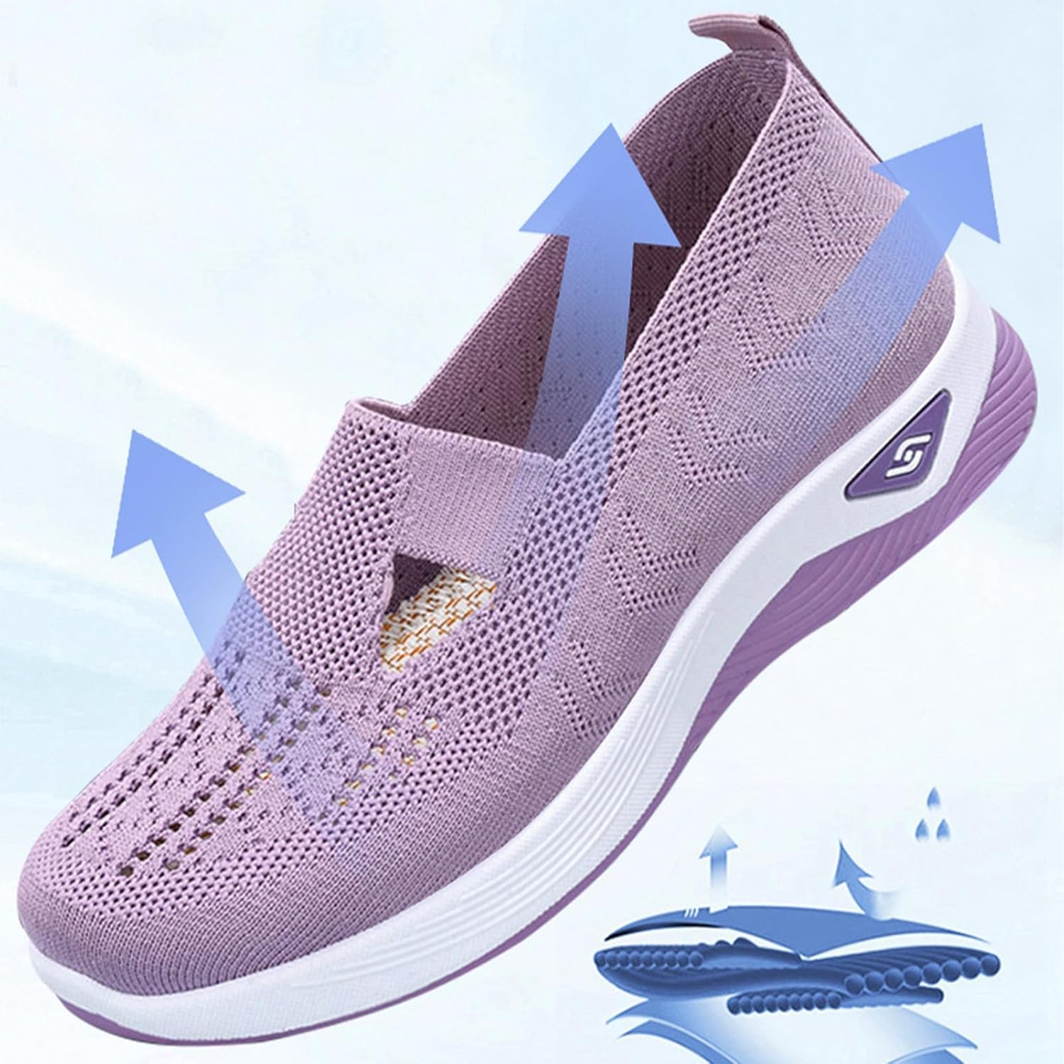 Women'S Comfortable Breathable Knitted Sneakers,Knitted Sneakers for Women,Woven Cut-Out Orthopedic Sneakers Shoes,Lightweight Slip-On Walking Shoes Sknitted Breathable Sneakers image number 1