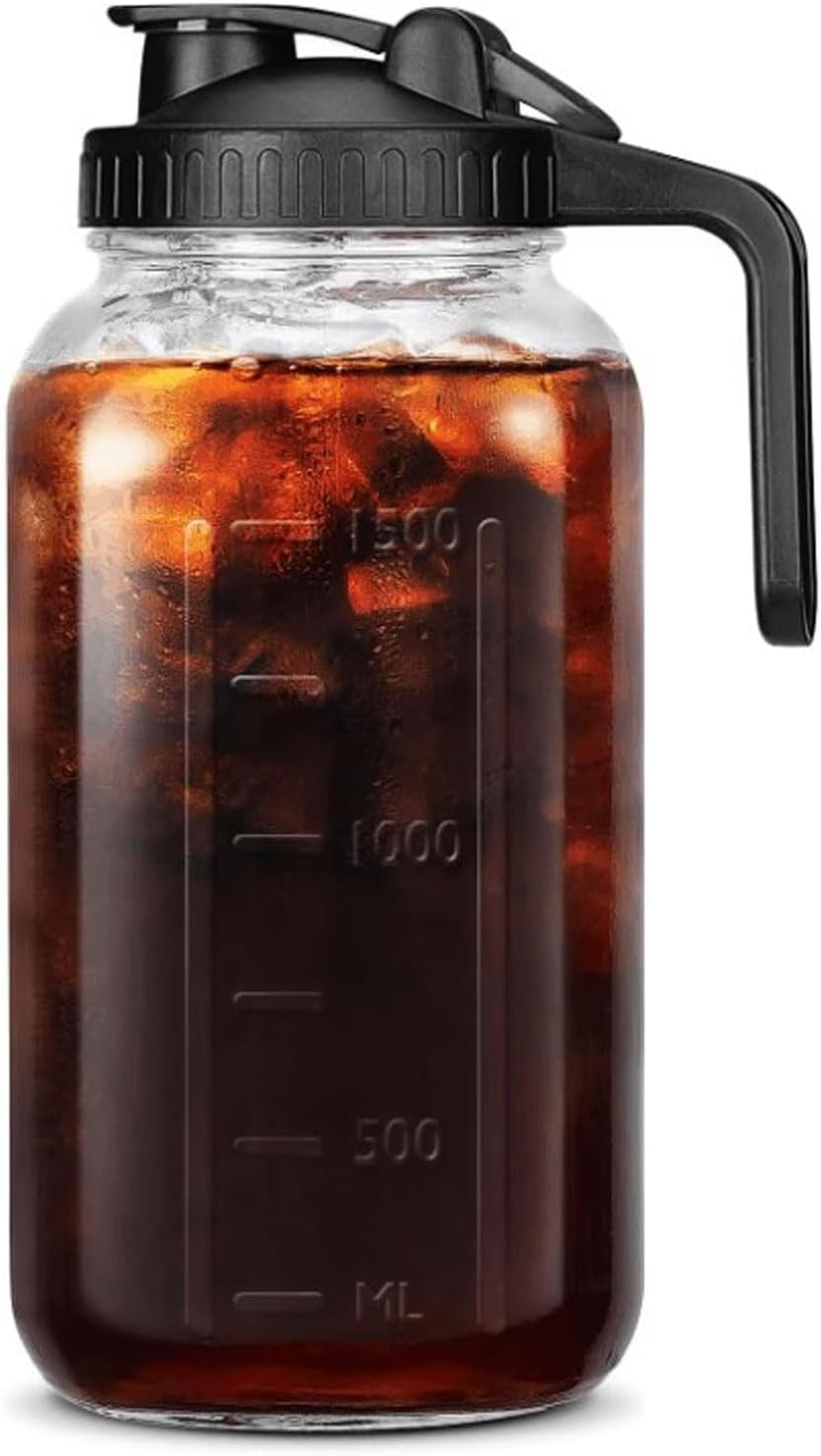 Bewinner Cold Brew Coffee Machine, Thick Cold Brew Jug Made of Glass, Jug for Iced Coffee Maker with Stainless Steel Filter, Leak-Proof Lid for Iced Coffee Lemonade (2000 Ml) image number 5