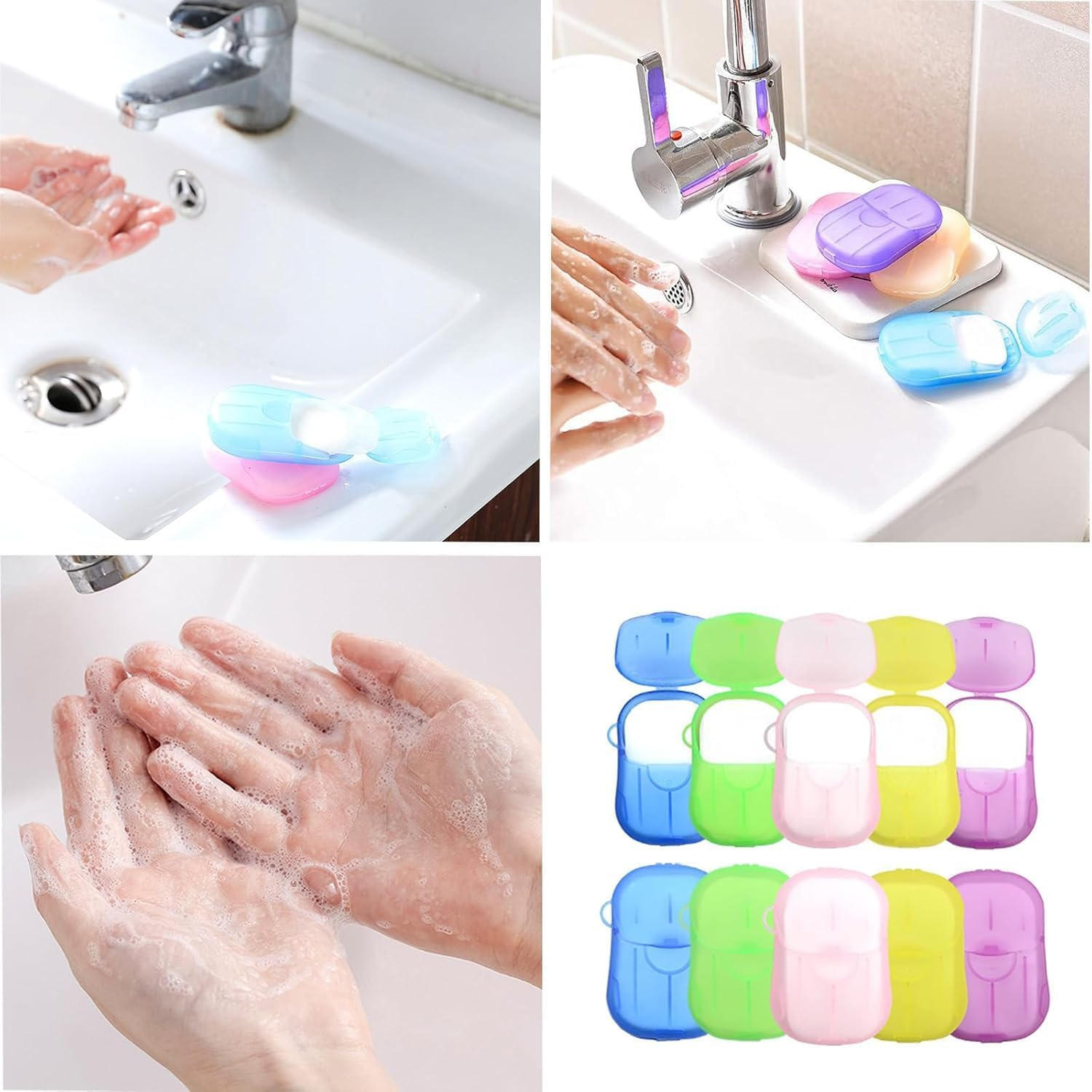 Portable Soap Paper,10 Boxes(200 Sheets) Disposable Soap Paper Hand Cleaner Fragrance Mini Color for School Indoor, Outdoor, Travel, Camping Hiking,Foot and Hand Care,Nail Care image number 1