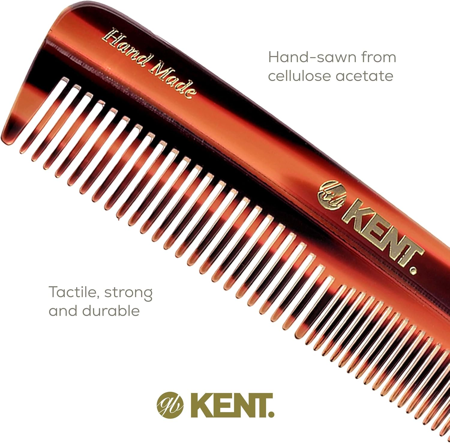 Kent R7T the Apsley Fine Tooth / Wide Tooth Comb for Beard Care and Mustache Comb - Pocket Comb Hair and Beard Comb - Kent Comb for Travel Kit - Hair Combs for Men and Hair Combs for Women Beard Kit image number 3