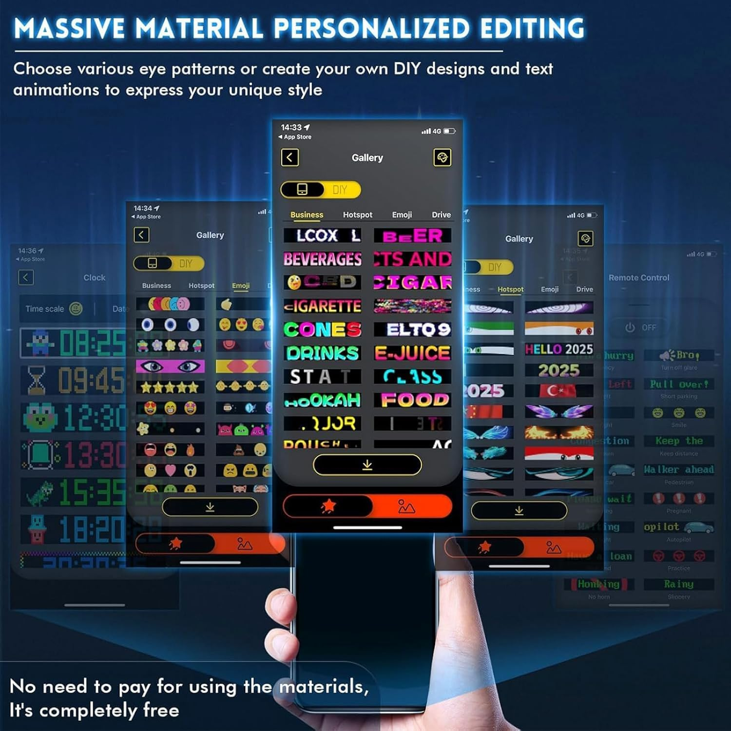 Homodoskey Devil Eyes Lights for Cars, 60X12Cm Programmable LED Eyes for Car/Truck Windshield, Flexible LED Display Screen Panel DIY Car Dynamic Smart Colorful Eye Lamp Soft Screen, 1Pack image number 3