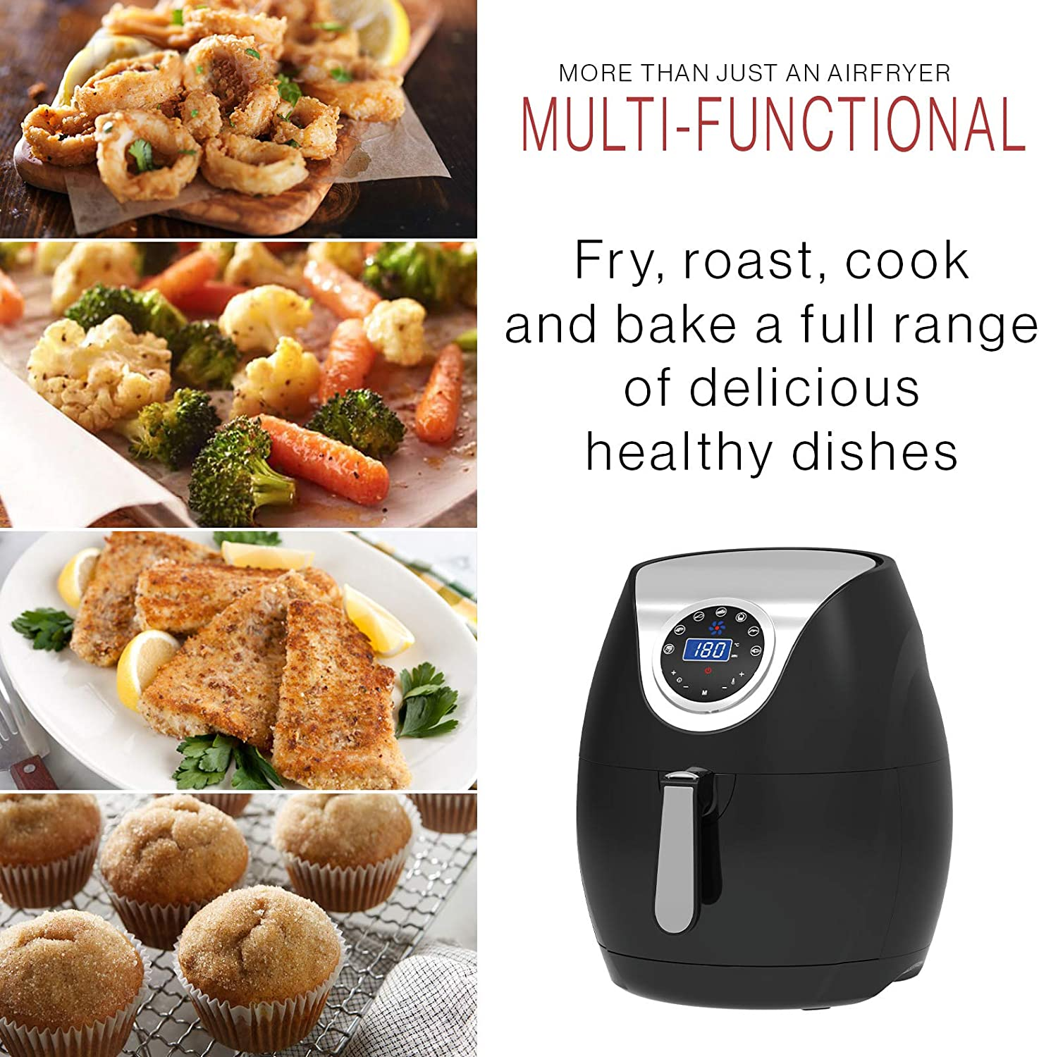 Kitchen Couture Air Fryer 7 Litre | LED Display | 7 Preset Modes | Temperature Control up to 200 Degrees Celsius | Rapid Air Circulation| Black image number 5