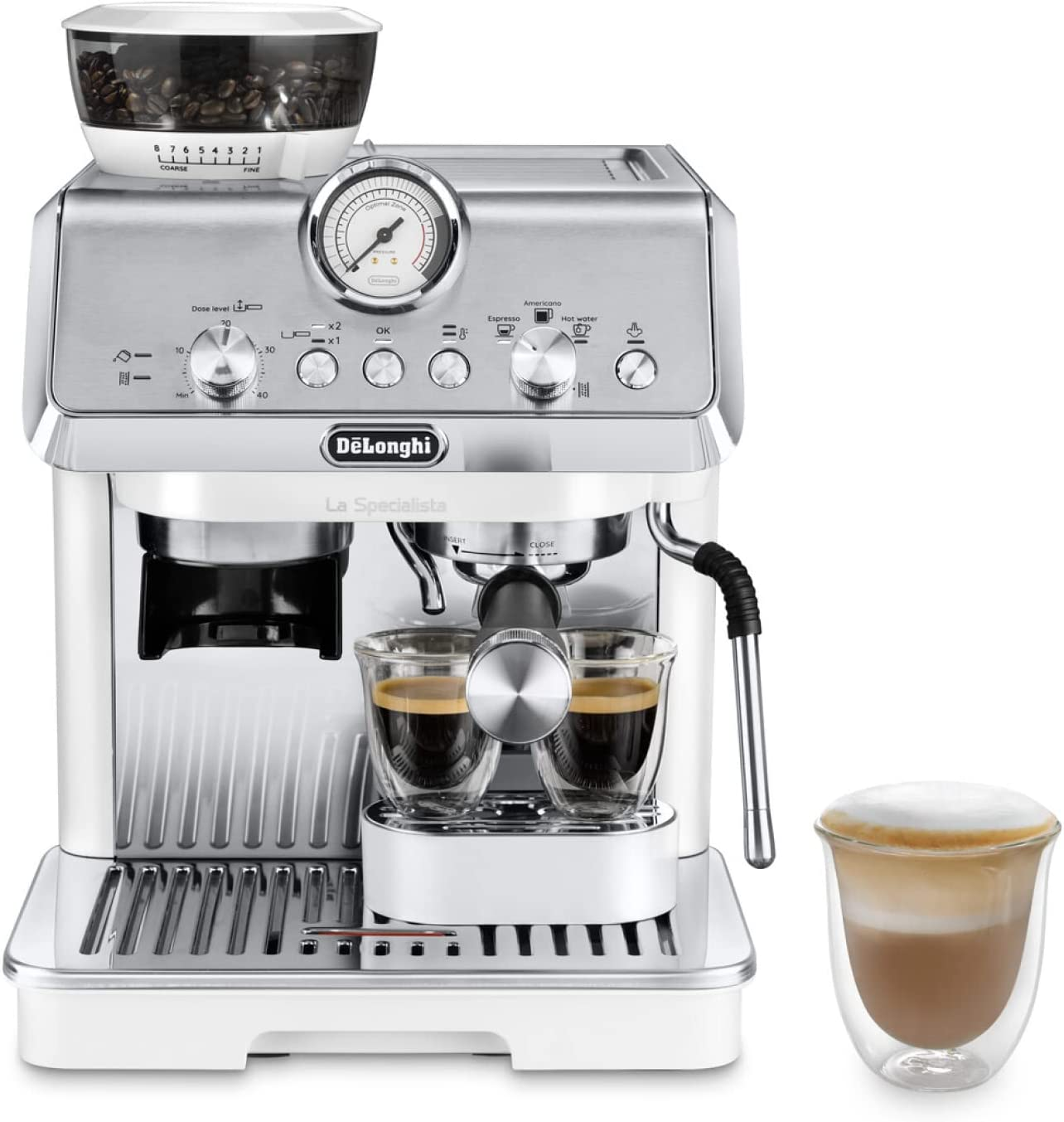 De'Longhi La Specialista Arte EC9155.W, Manual Espresso Coffee Machine, Compact Design, Barista Tools, Manual Milk Texturing, White