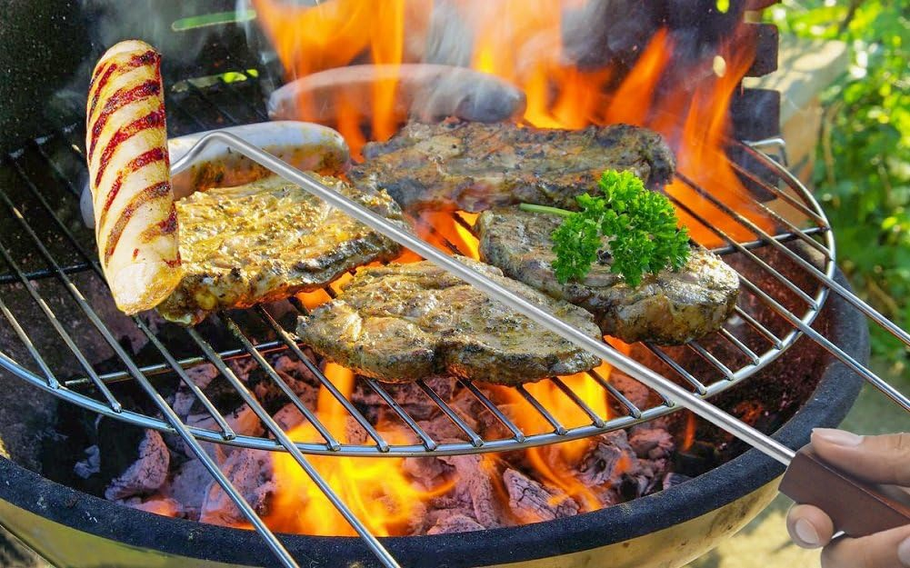 PEPKICN 46Cm Pigtail Food Flipper - Stainless Steel BBQ Meat Turner Hook with Wooden Handle for Grilling & Smoking image number 5