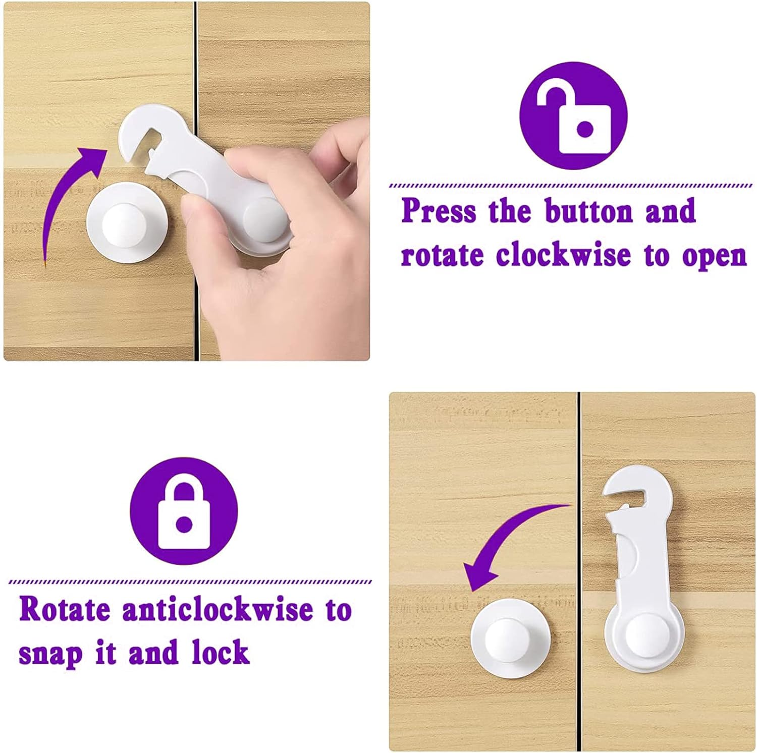 Cabinet Locks for Babies,Child Proof Cabinet Latches,12 Pack Child Proof Cabinet Latches.Child Locks for Cabinets,Drawer,Closet, Fridge,Wardrobe,Cupboard. image number 3