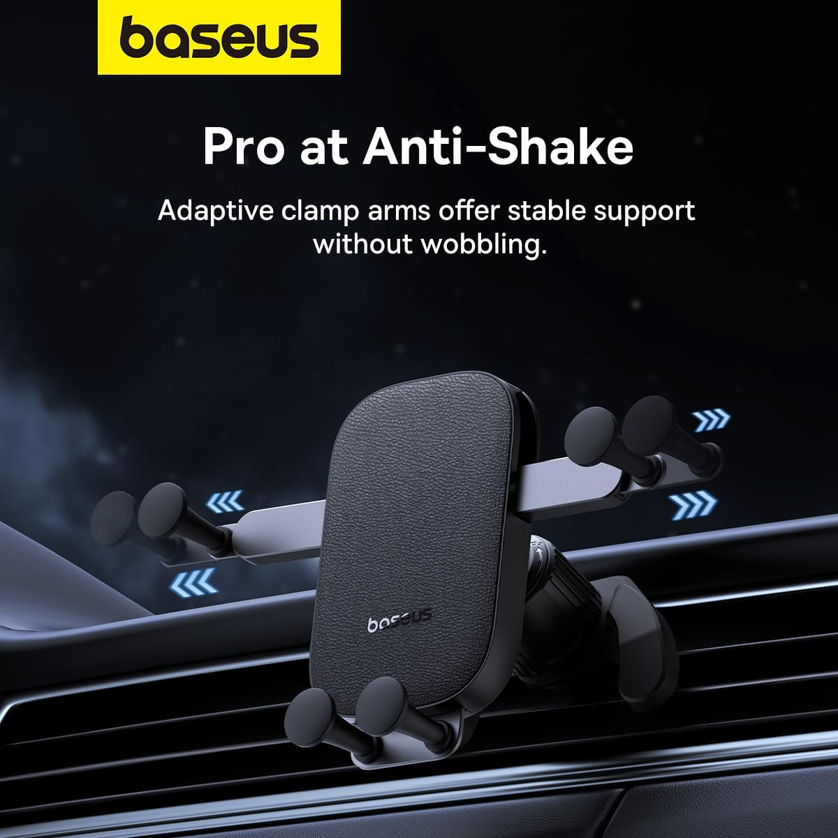 Baseus Ultra Control Mega Series Folding Screen Phone Car Mount &ndash; Adaptive Clamp Arms, Anti-Shake, 360&deg; Rotatable&ndash; Cluster Black