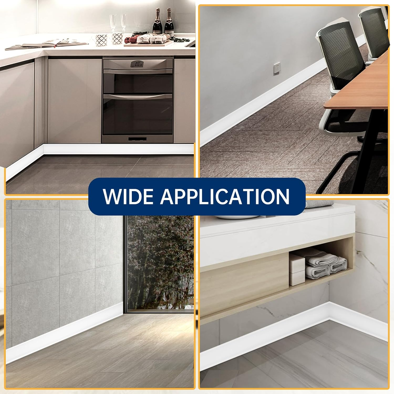 Flexible Baseboard Molding Trim 4 Inch Self-Adhesive Vinyl Wall Base Peel and Stick Cove Base Rubber Wall Baseboard Moulding Trim (20Ft, White) image number 2