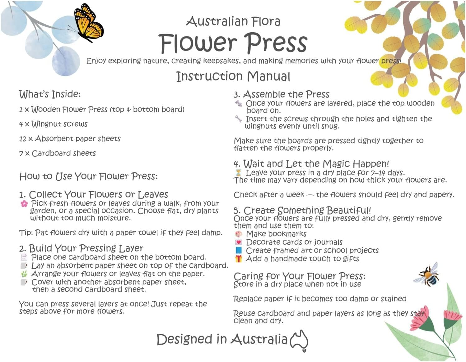 Kaper Kidz - Australian Flora Flower Press Craft KIT