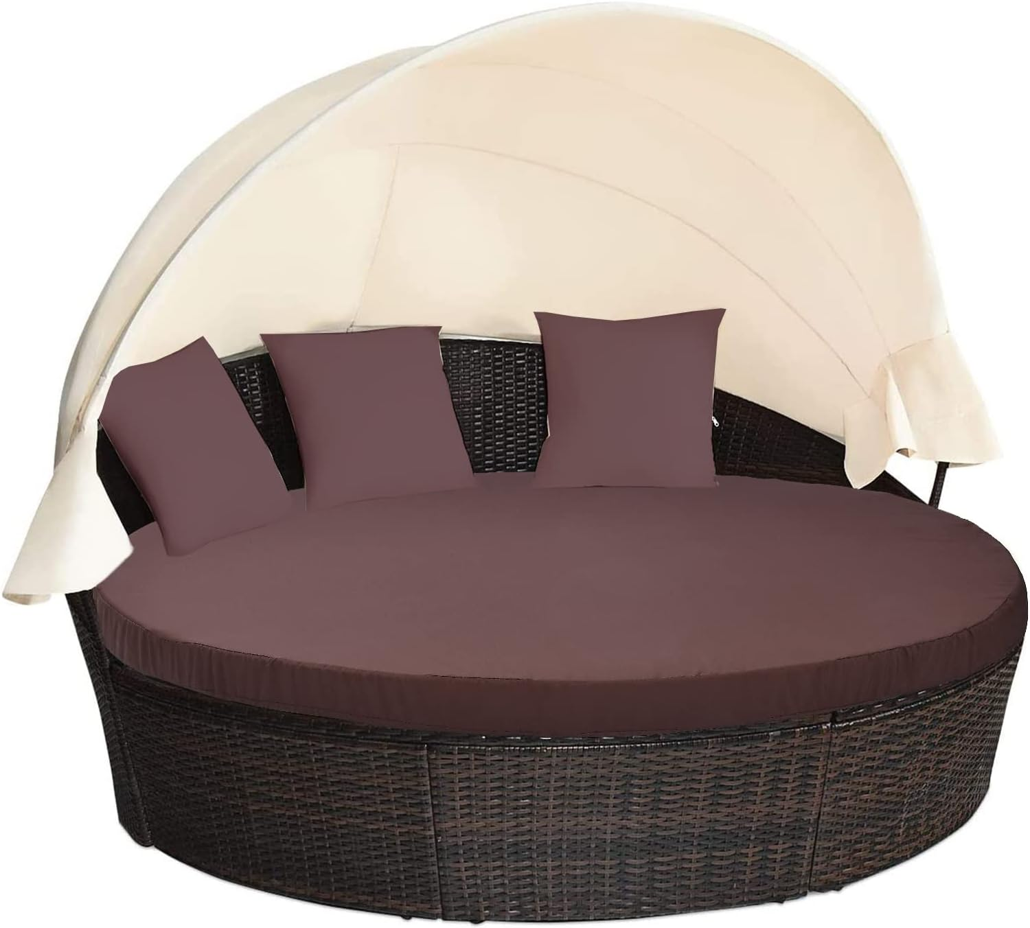 MICTONY Outdoor Daybed Cushion Cover, 66" Replacement Daybed Cover with Elastic Band, Sun Bed Cushion Cover, Outdoor round Bed Cushion, Cover ONLY (Daybed NOT Included), Grey