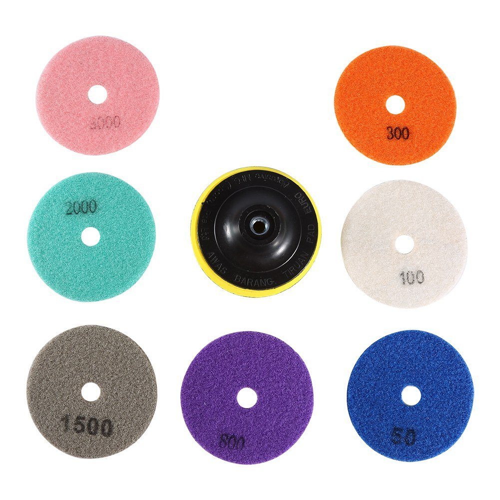 Polishing Pads One Set Diamond Wet Dry Polishing Pads Disc for Granite Marble Concrete Stone 4 Inch image number 3